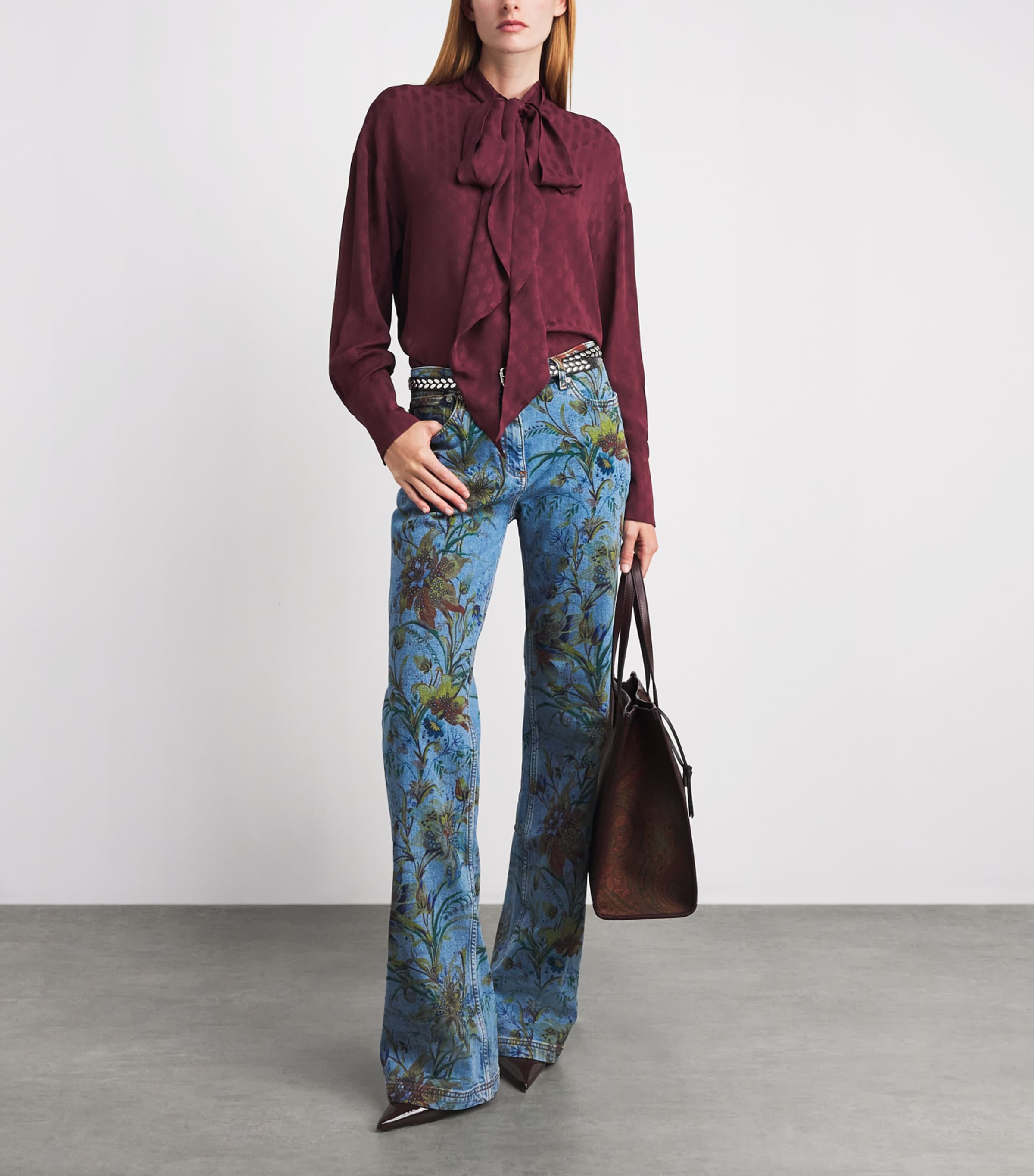 Etro Womens Paisley Jacquard Blouse Wine Colour Image 2