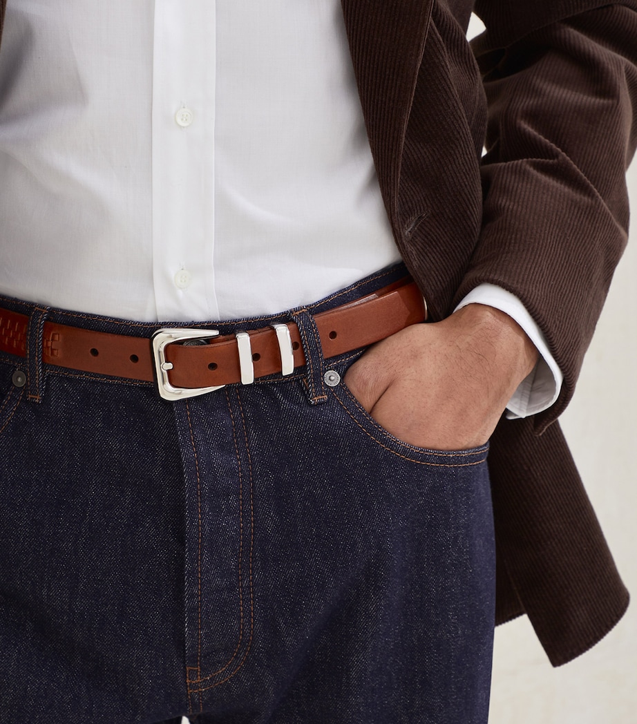 Calfskin Metal-Tip Braided Belt C6719 Image 2