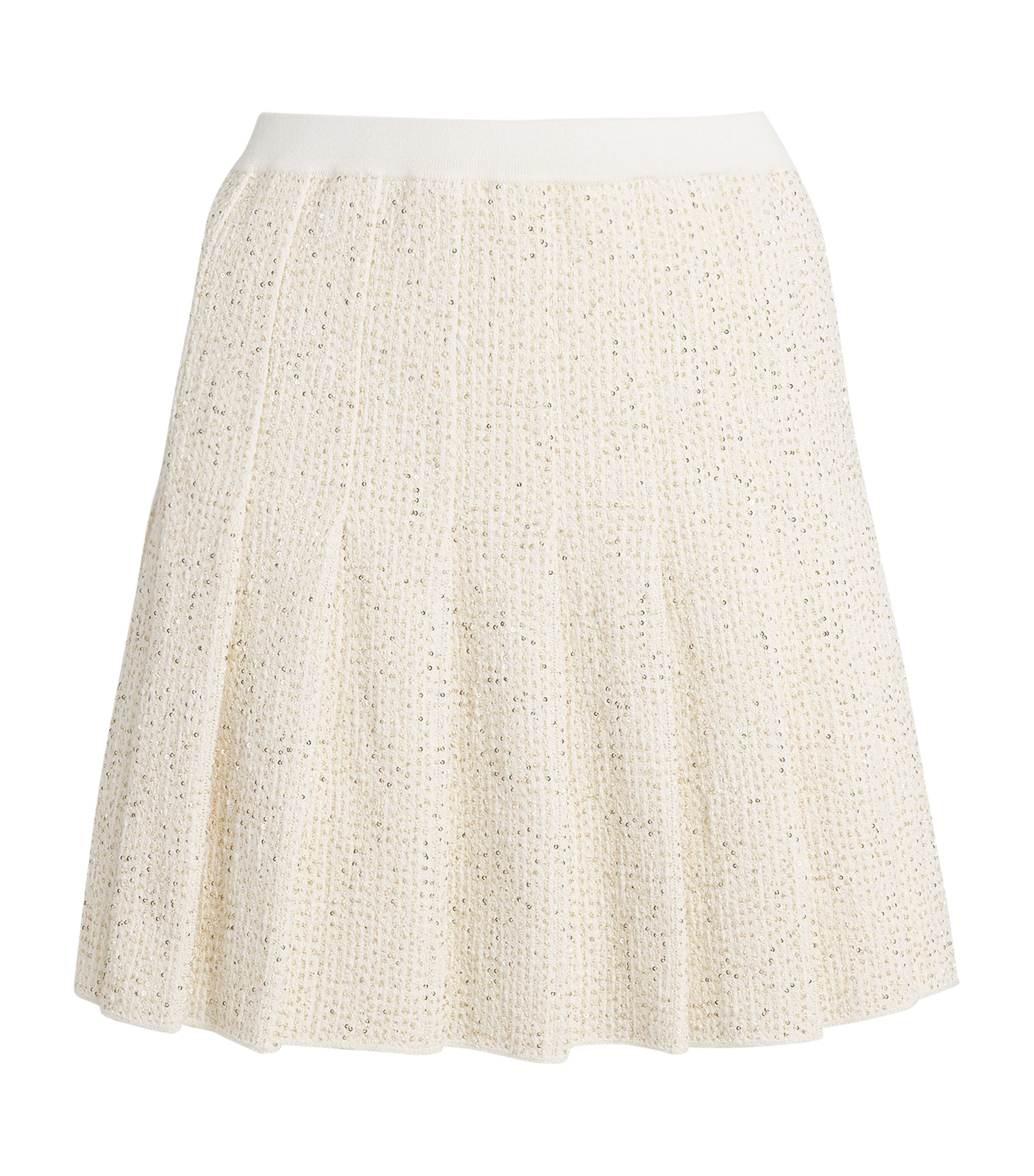 Sandro Sequin Pleated Mini Skirt In Beige