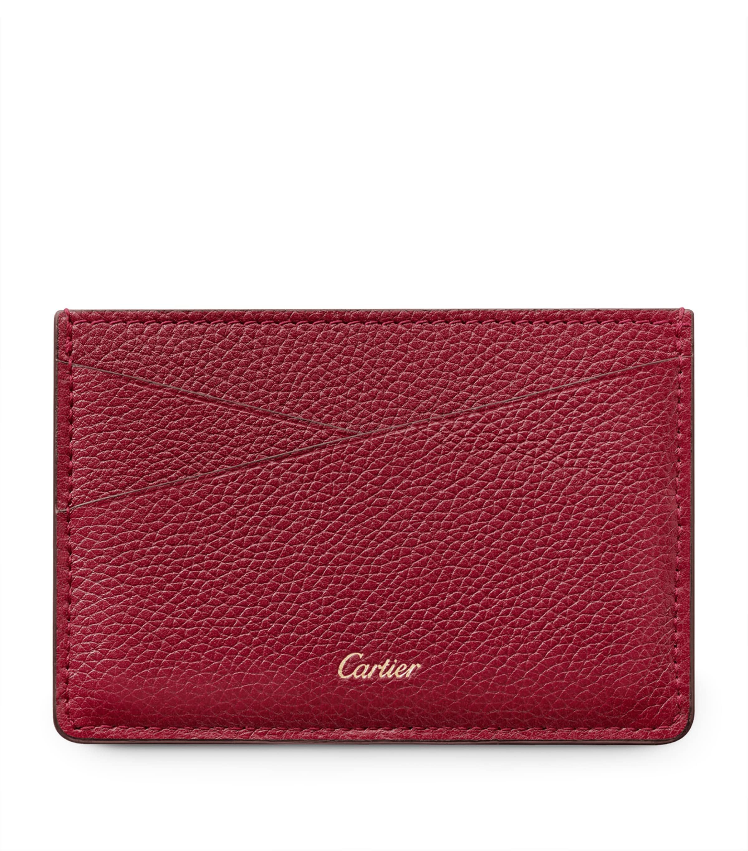 Leather Panthère de Cartier Card Holder BURGUNDY Image 2