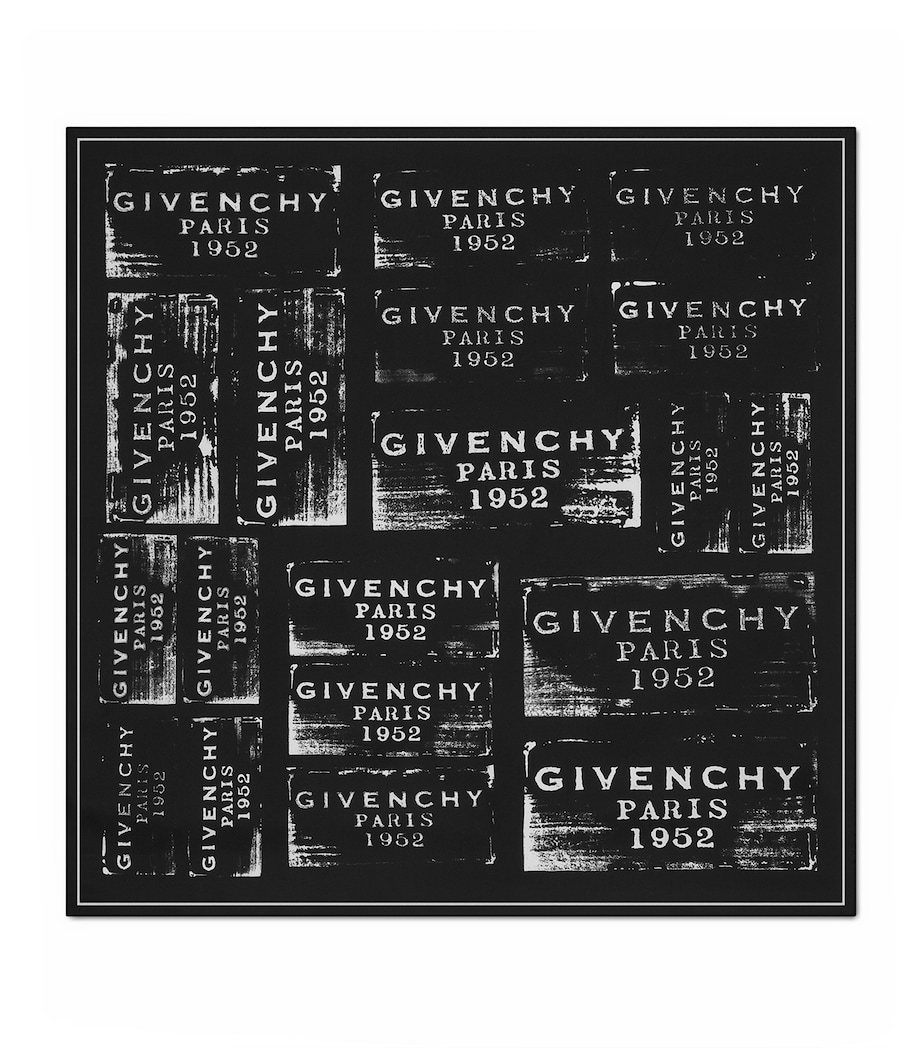 Silk Stamp Square Shawl BLACK Image 1