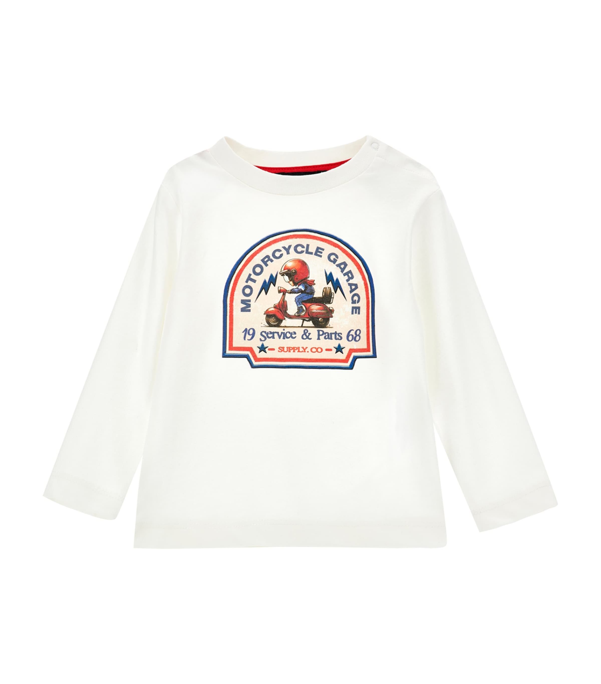 Monnalisa Moped Print Long-sleeve T-shirt In White