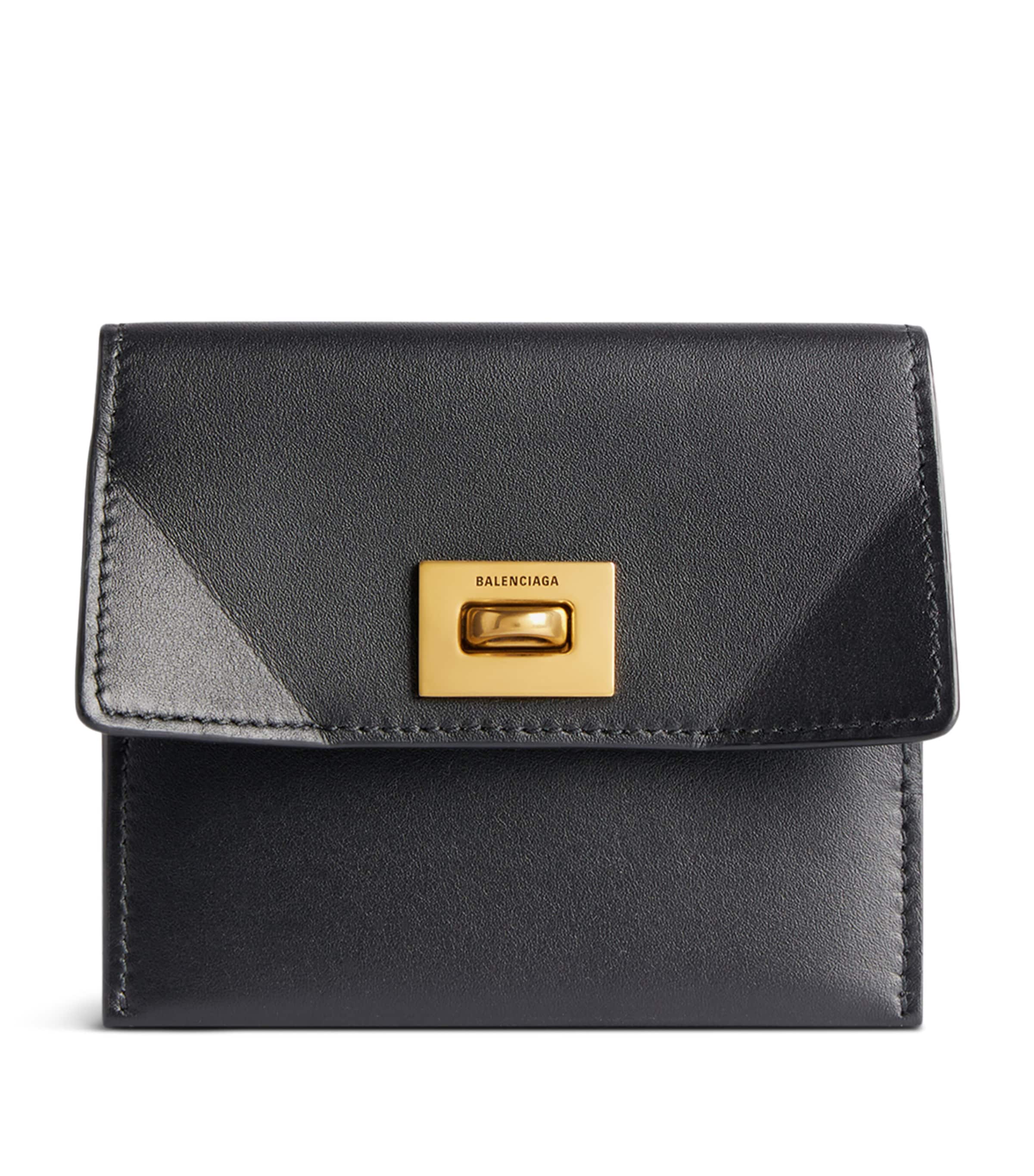 Balenciaga Rodeo Flap Leather Card Holder In Black