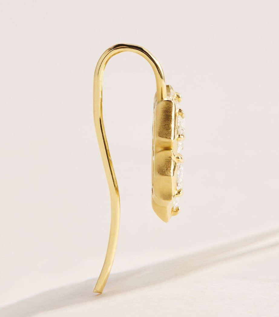 Jade Trau Yellow Gold and Diamond Poppy Hook Earrings Yellow Gold Image 3
