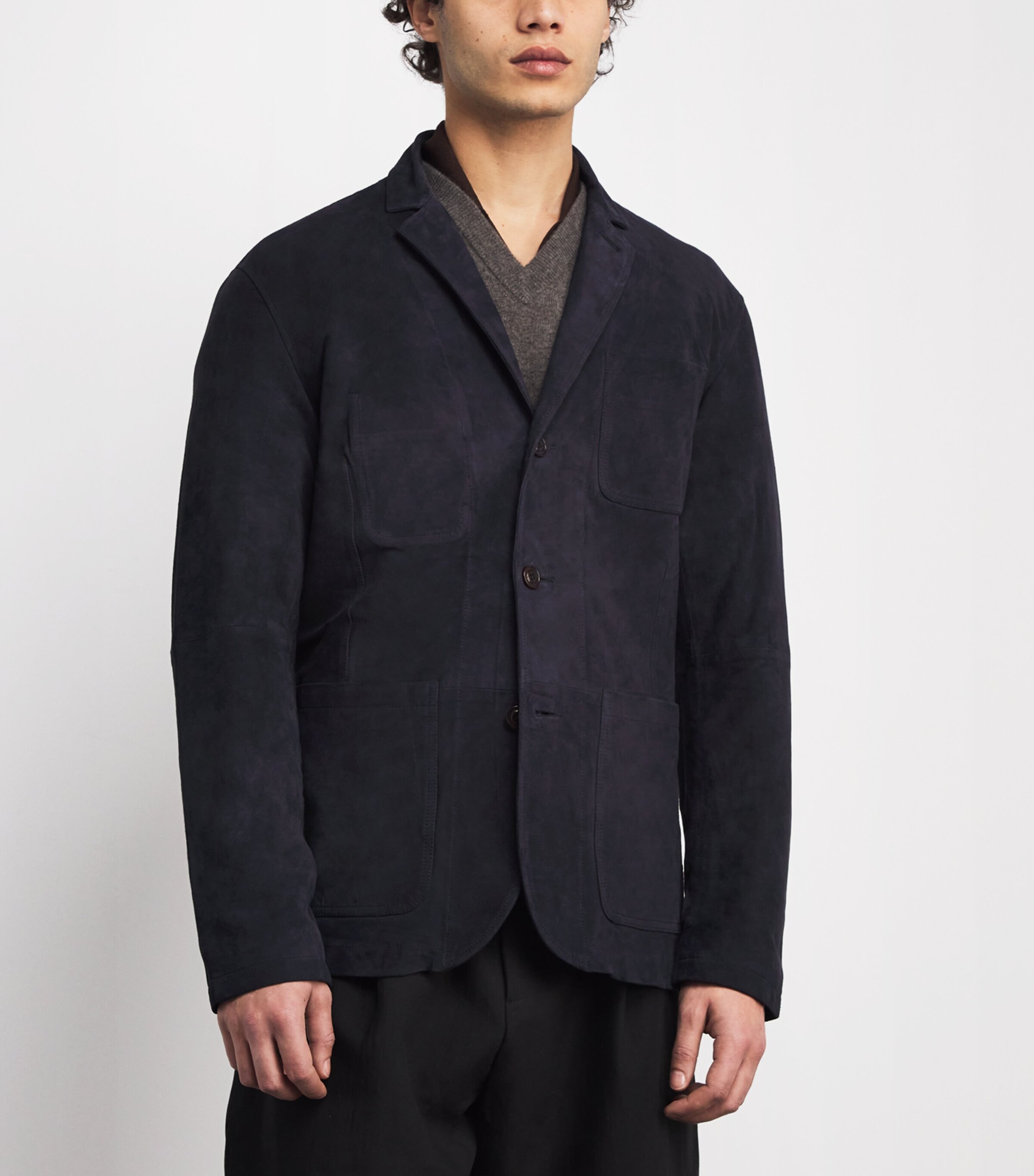Polo Ralph Lauren Mens Suede Blazer Navy Image 3