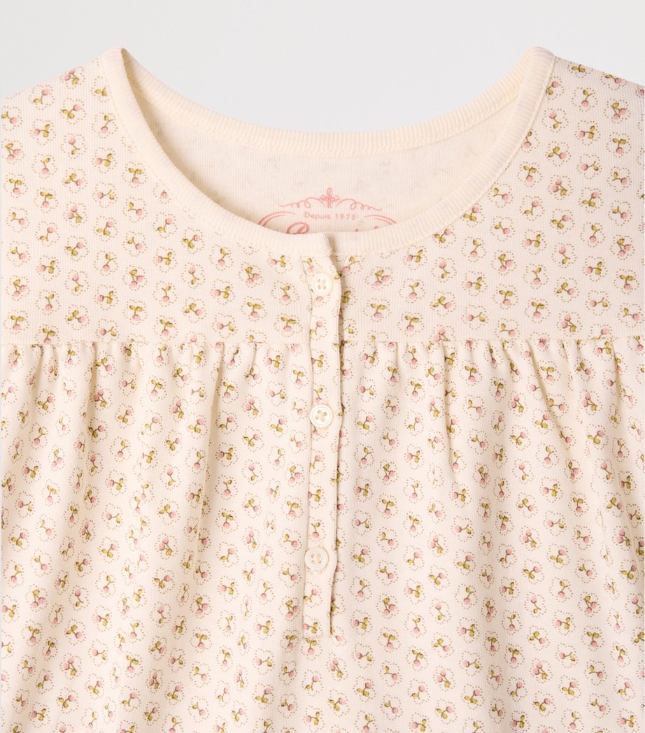 Bonpoint Cotton Cherry Print Pyjamas (4-8 Years) Imp Rose Fane Image 4
