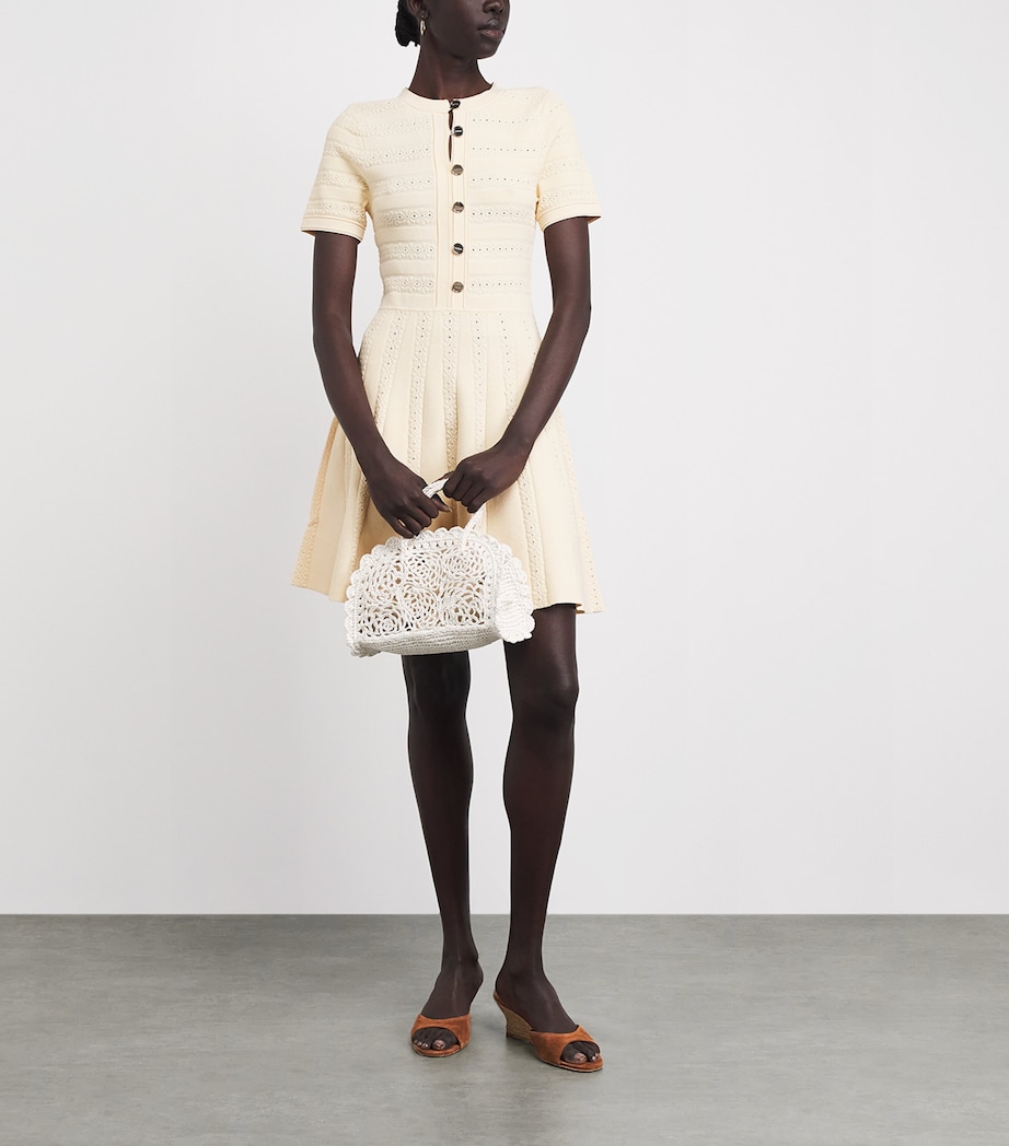 Sandro Paris Womens Knitted Button-Up Mini Dress Vanilla Image 2