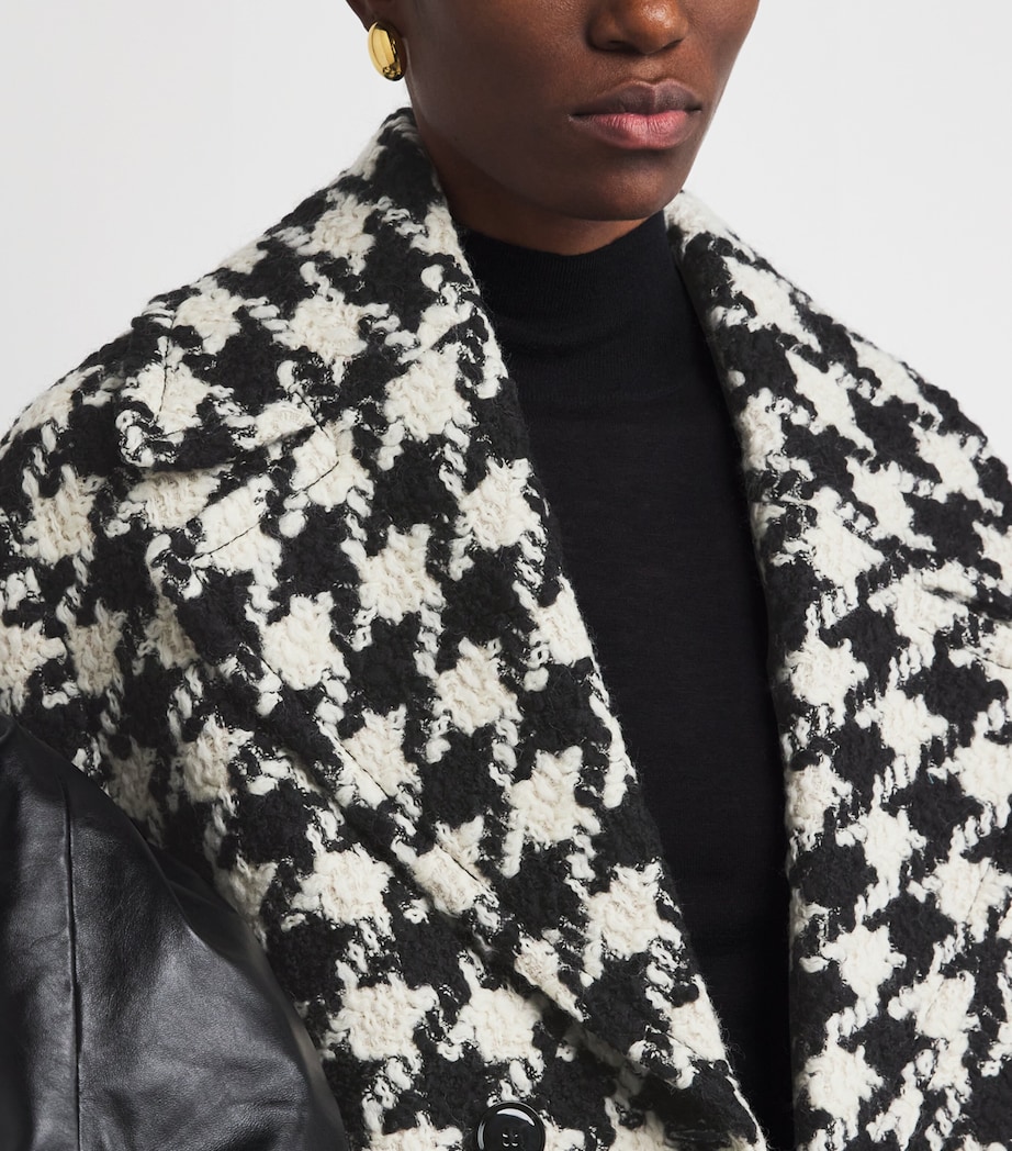 Wool Houndstooth Short Coat BLACK/IVORY Image 6