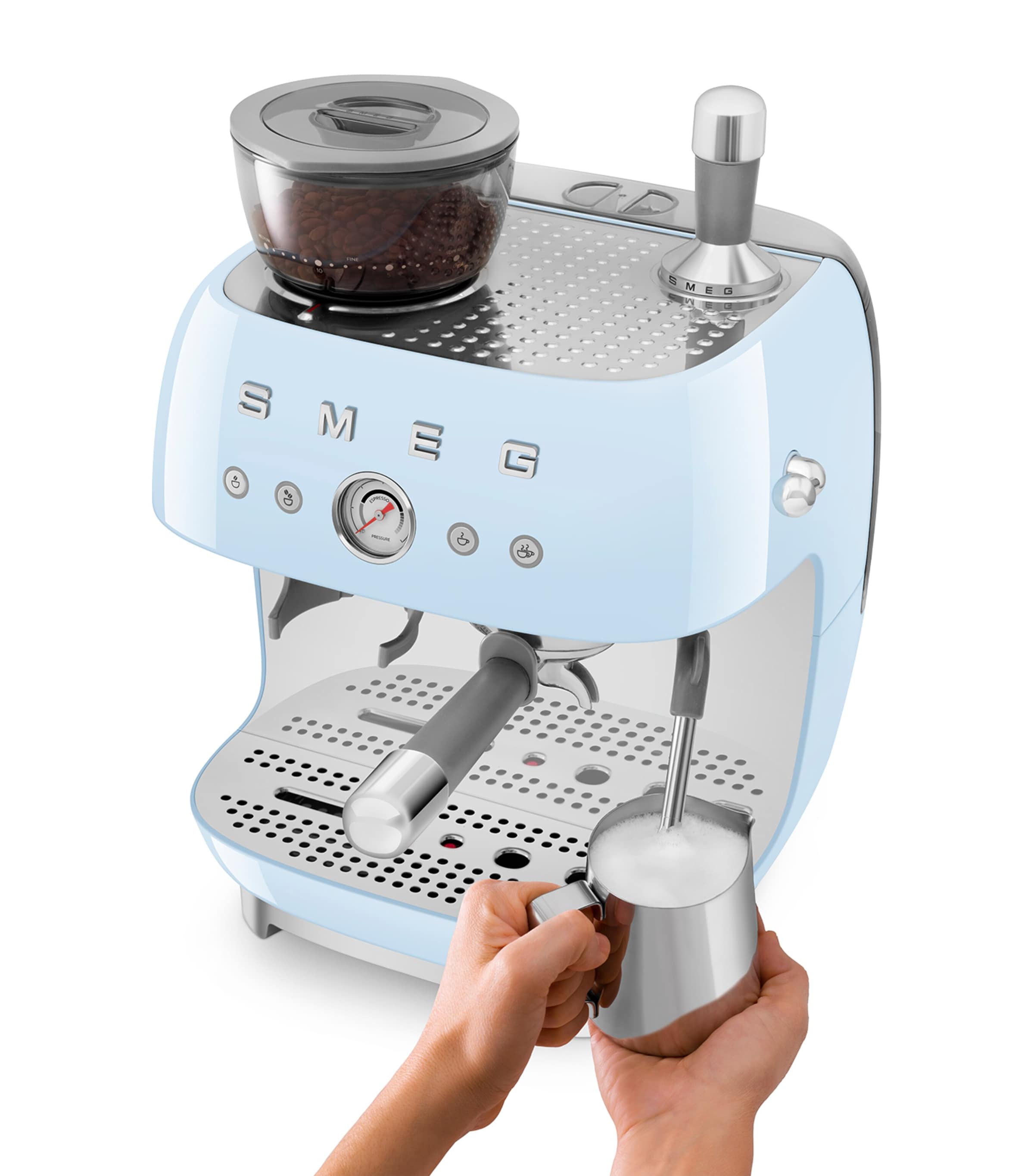 Smeg EGF03PBUK Espresso Coffee Machine with Grinder Pastel Blue Image 10
