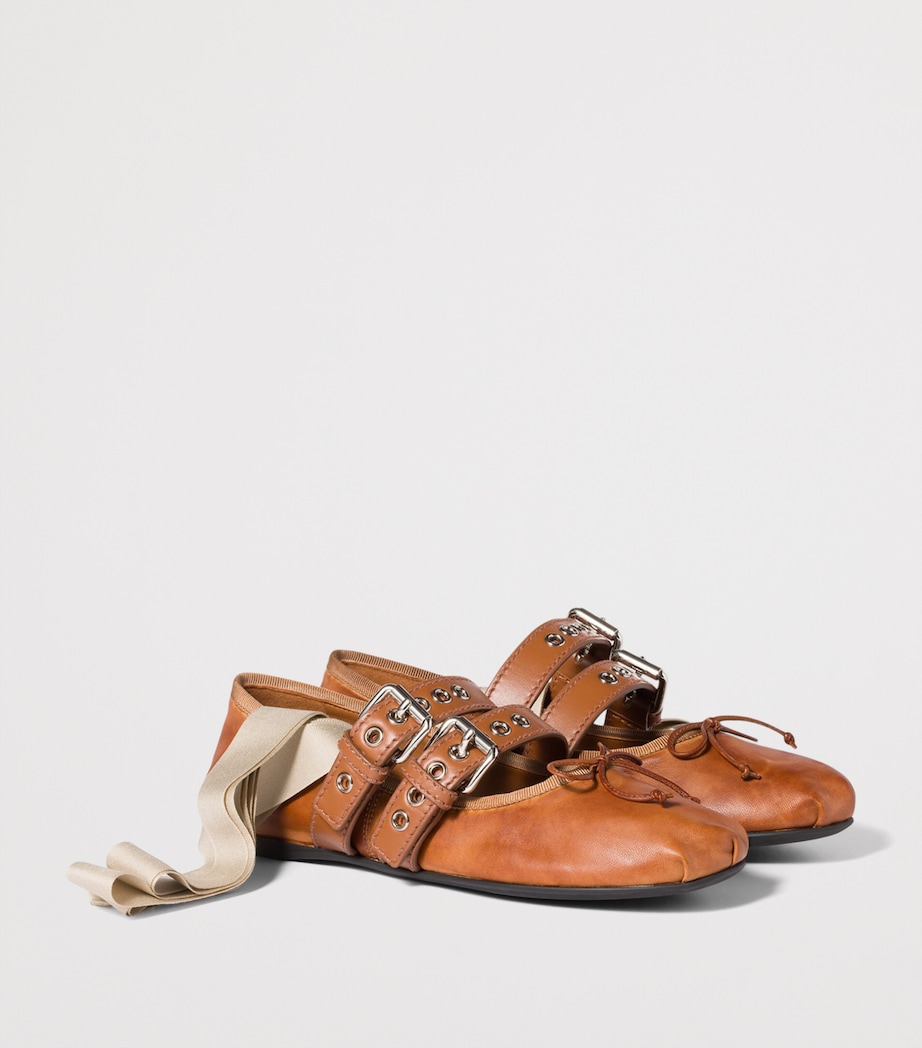 Miu Miu Nappa Leather Buckle Ballerina Flats Image 2