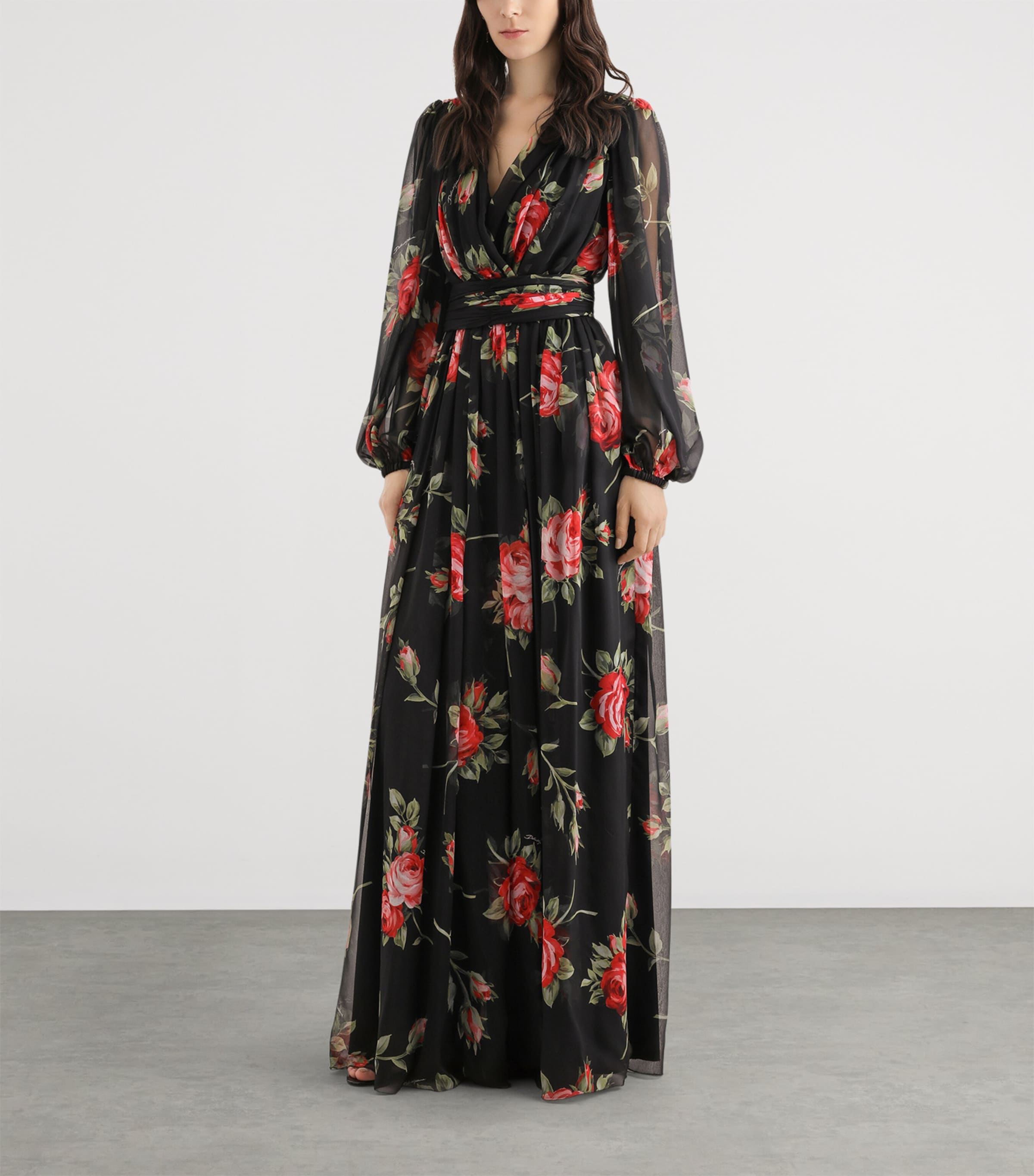Dolce&Gabbana Womens Silk Floral Maxi Dress Bouq Image 2