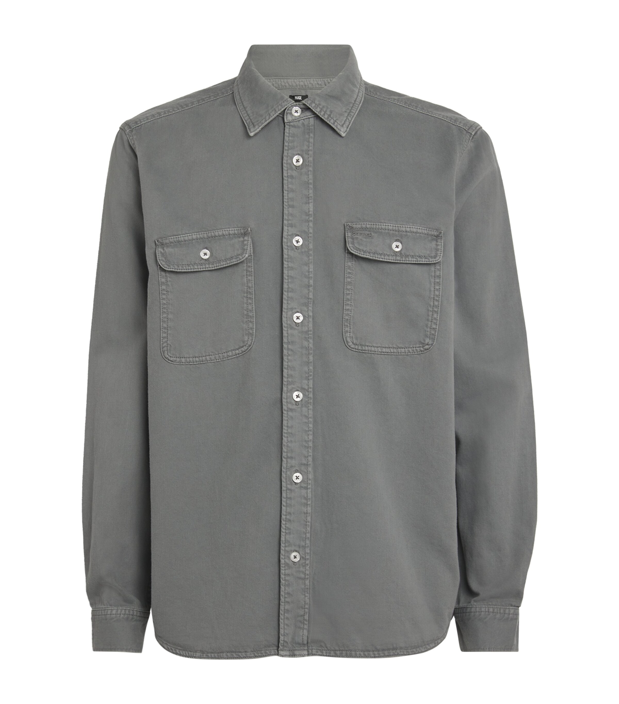 PAIGE Mens Denim Vintage Wash Shirt Vintage Mockingbird Image 1