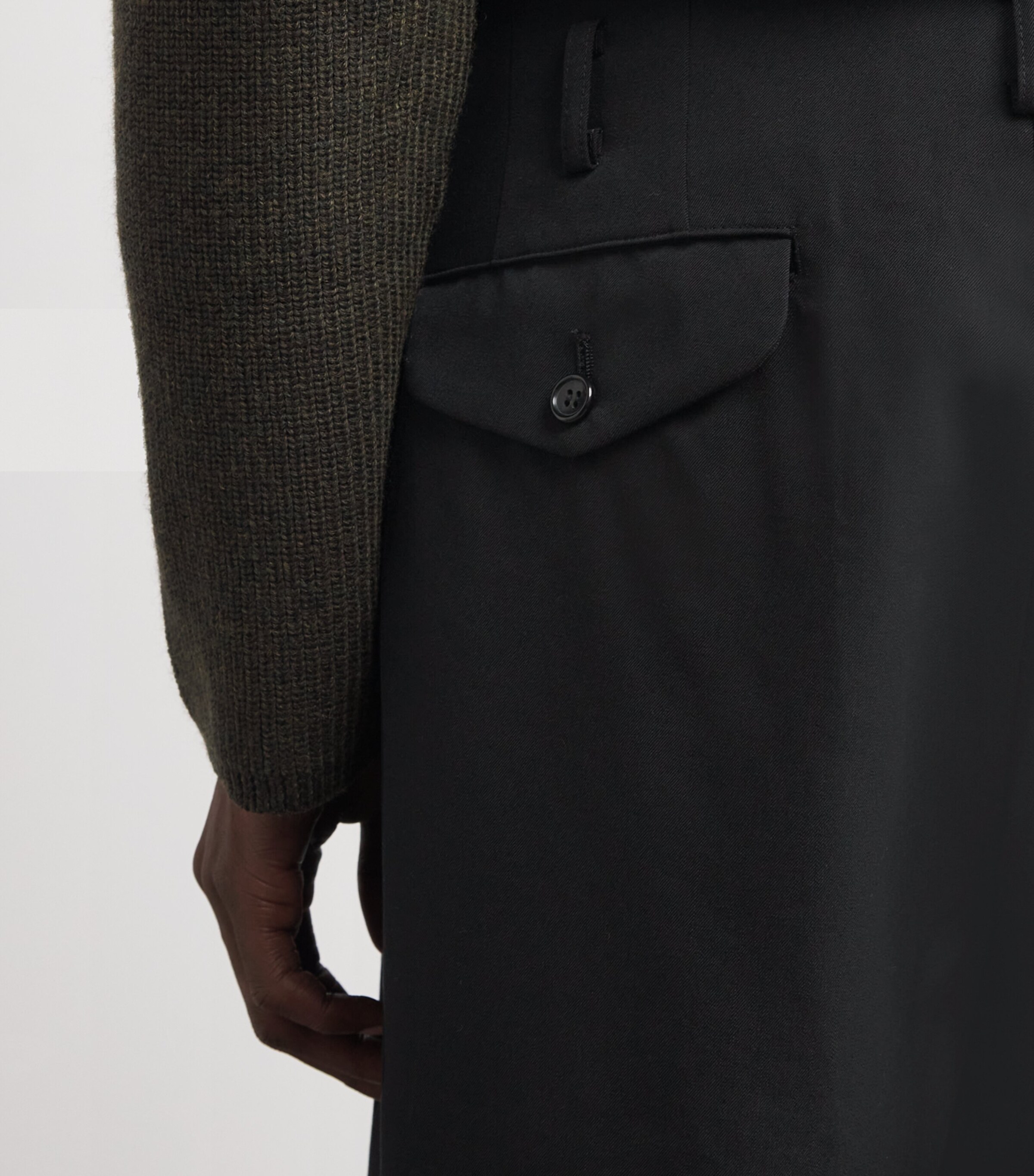 Wool Pleated Trousers BLACK Image 6