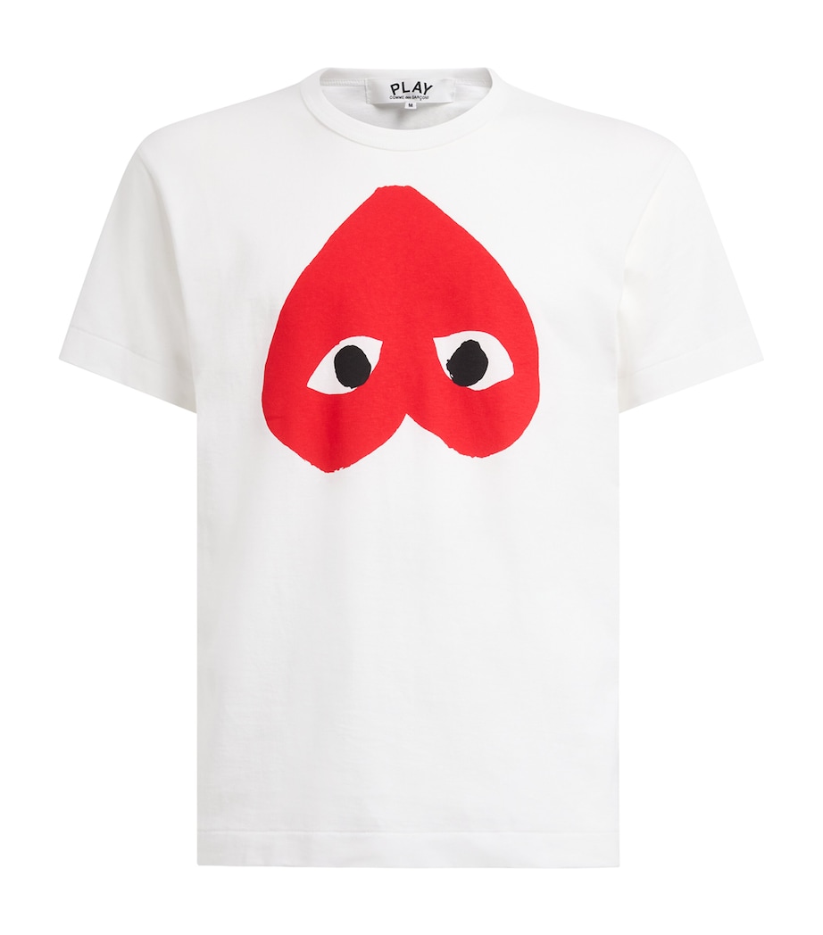 Comme Des Garçons Mens Cotton Upside Down Heart T-Shirt White/red Image 1