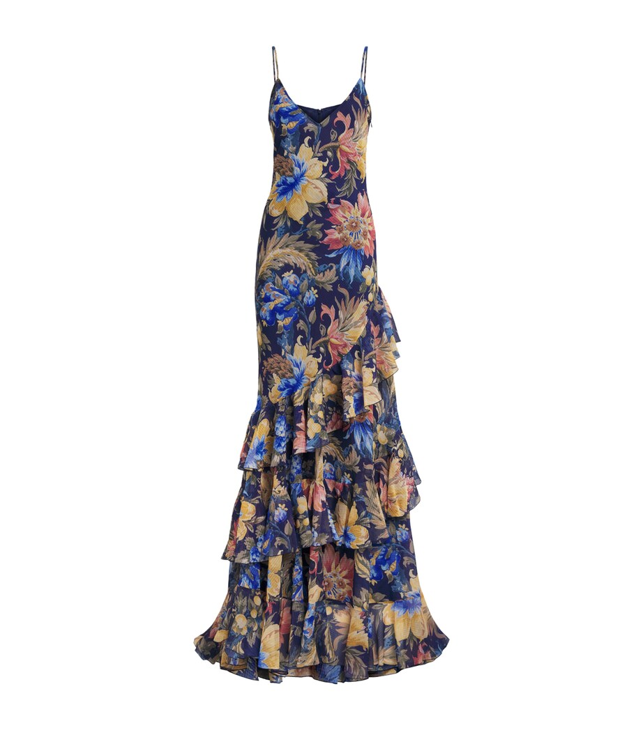 Etro Womens Seersucker Floral Maxi Dress Print/blue Bs Image 1