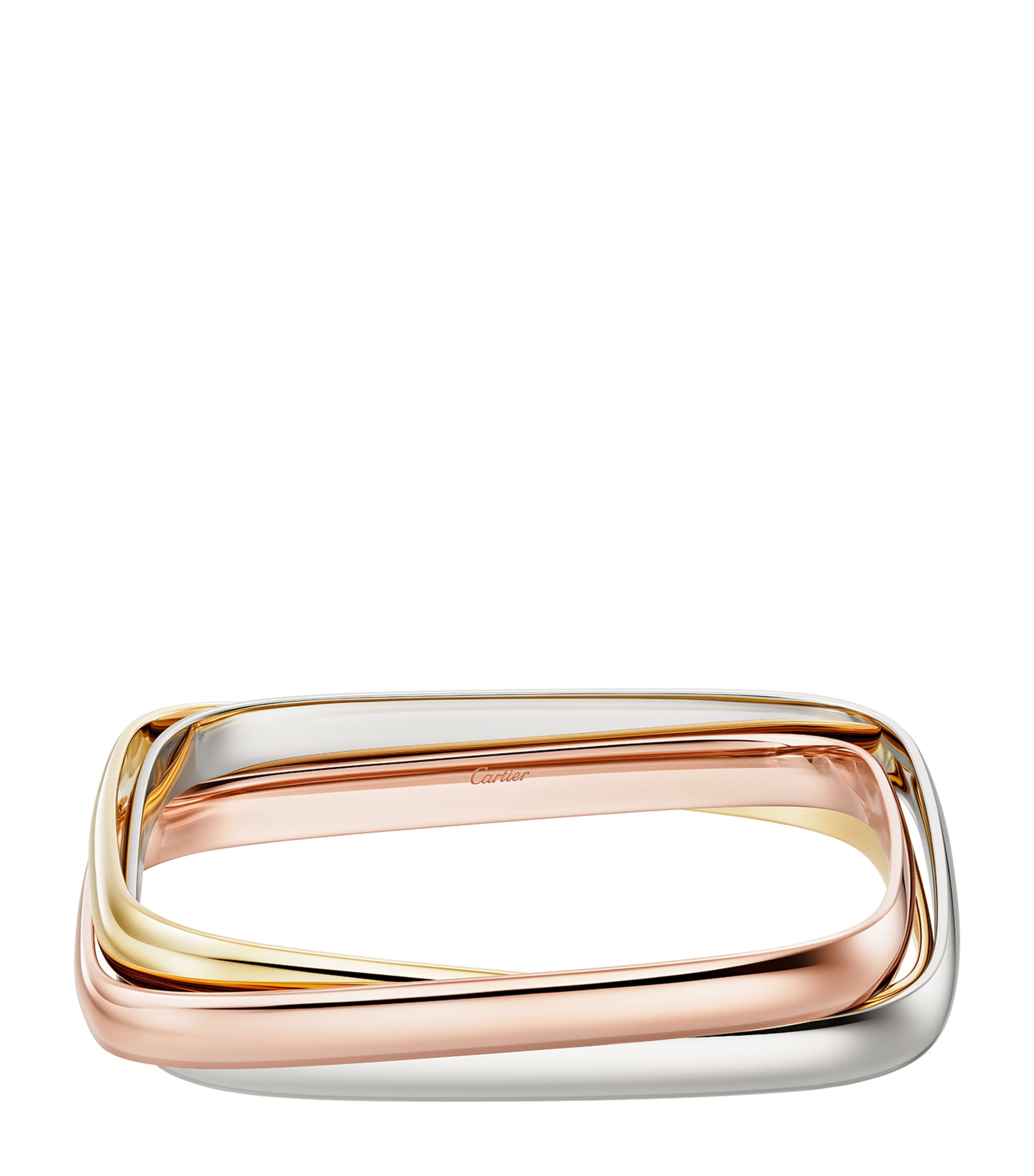 White, Rose and Yellow Gold Trinity Box Bangle MIXED GOLD Image 1
