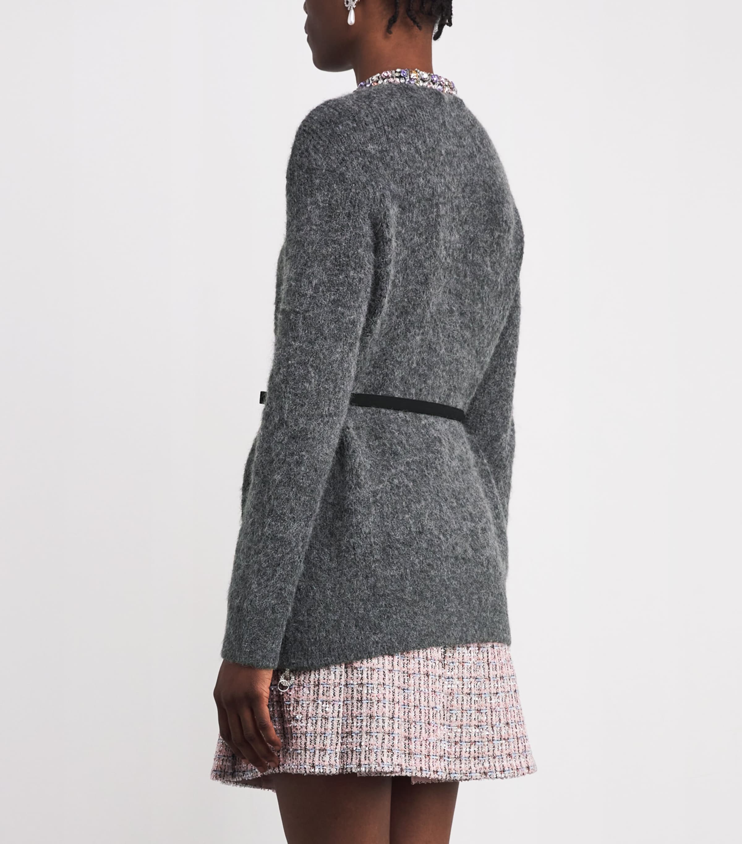 Crystal-Embellished Cardigan GREY Image 4