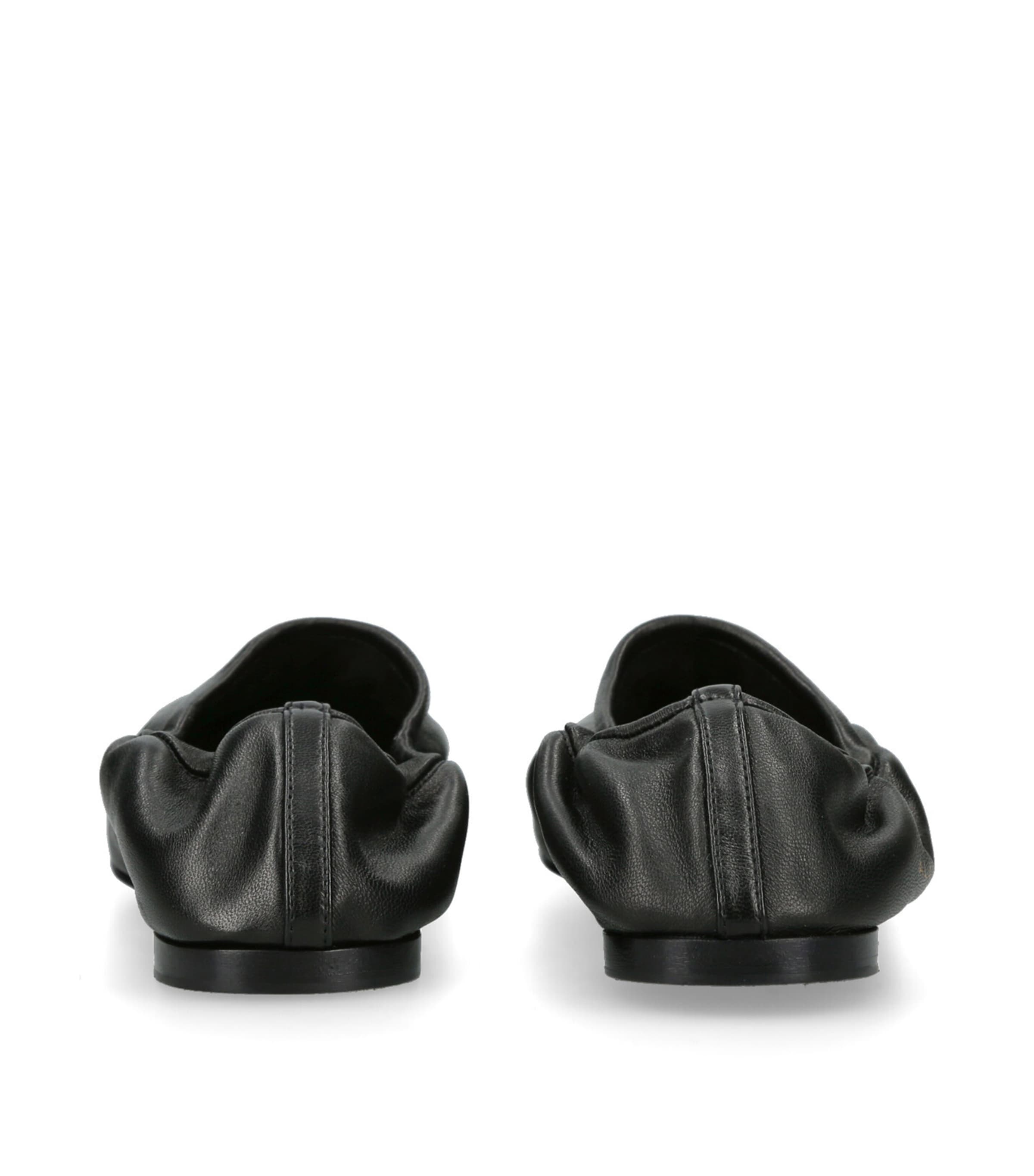 Leather Scrunched Ballet Flats BLACK Image 2