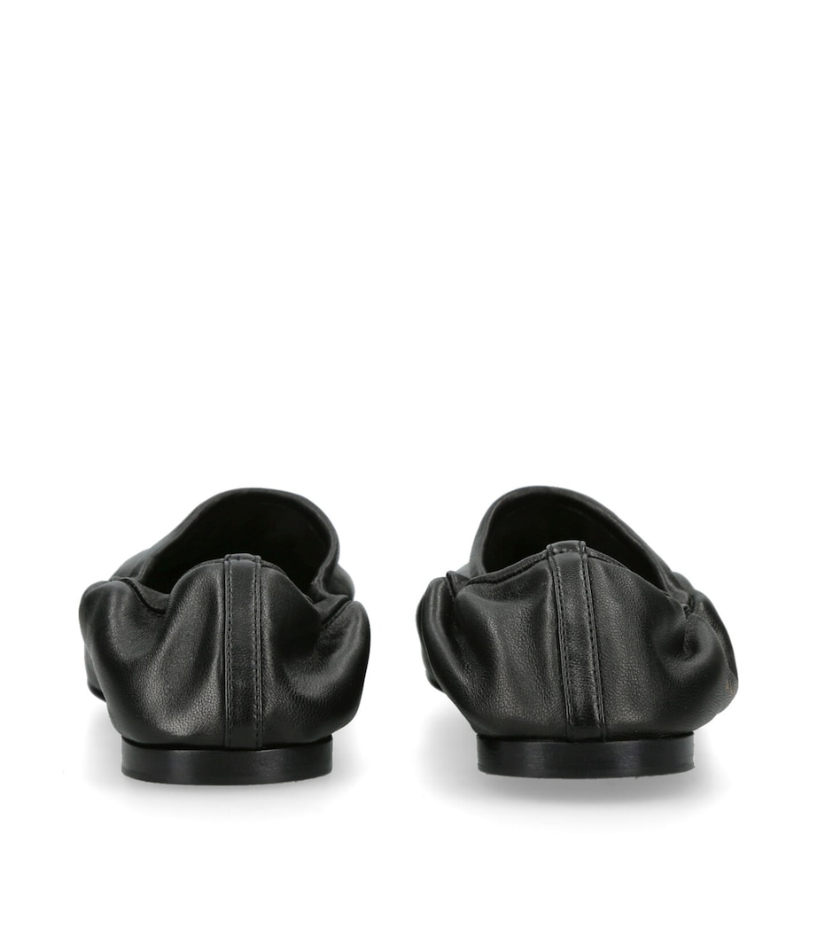 Leather Scrunched Ballet Flats BLACK Image 2