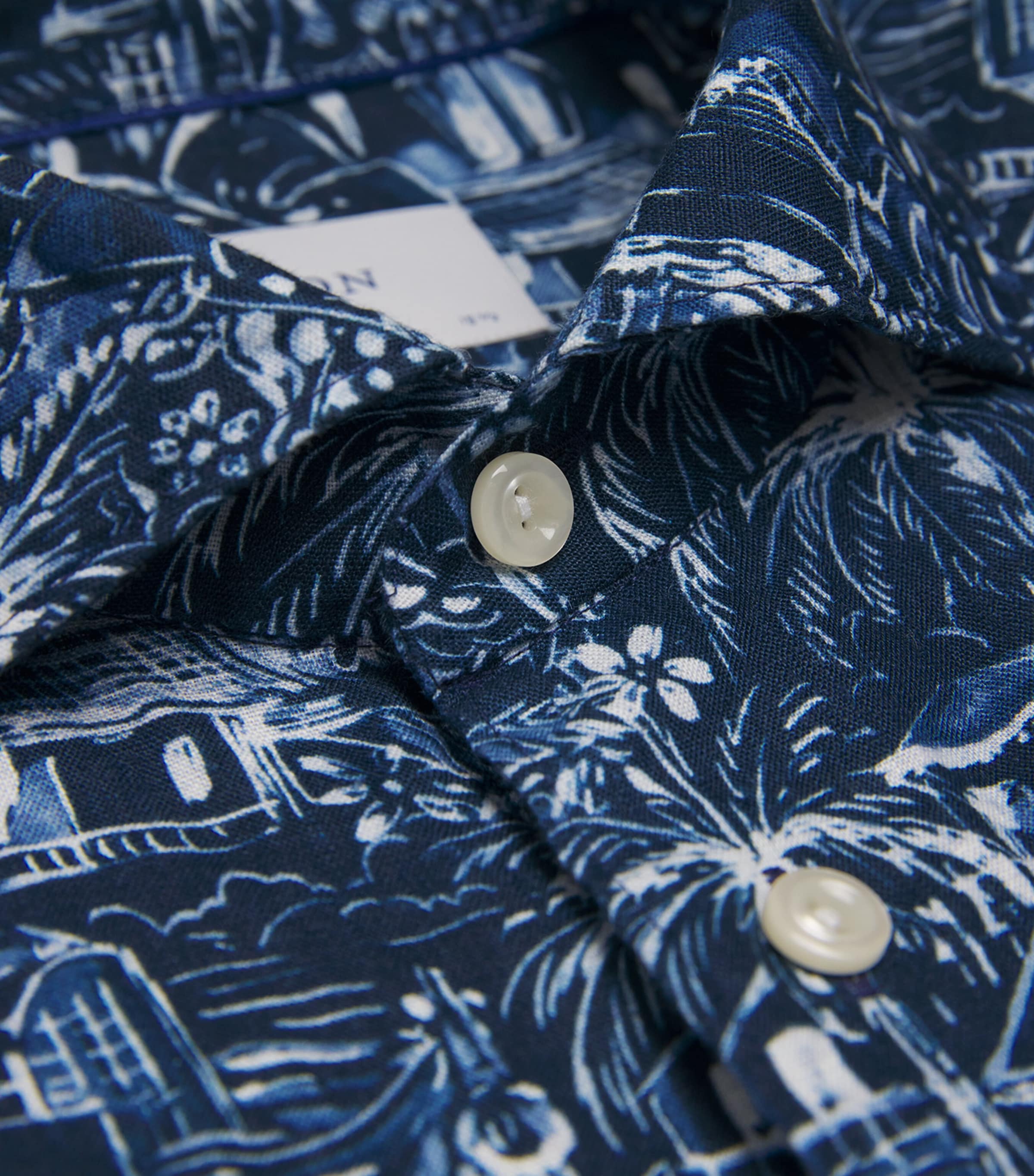 Eton Mens Linen Resort Shirt Dark Blue Image 5
