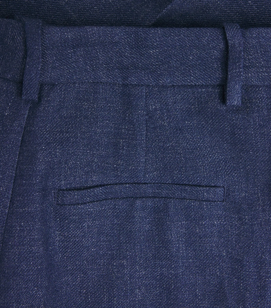 Polo Ralph Lauren Womens Linen-Cotton Beaton Trousers Blue Melange Image 6