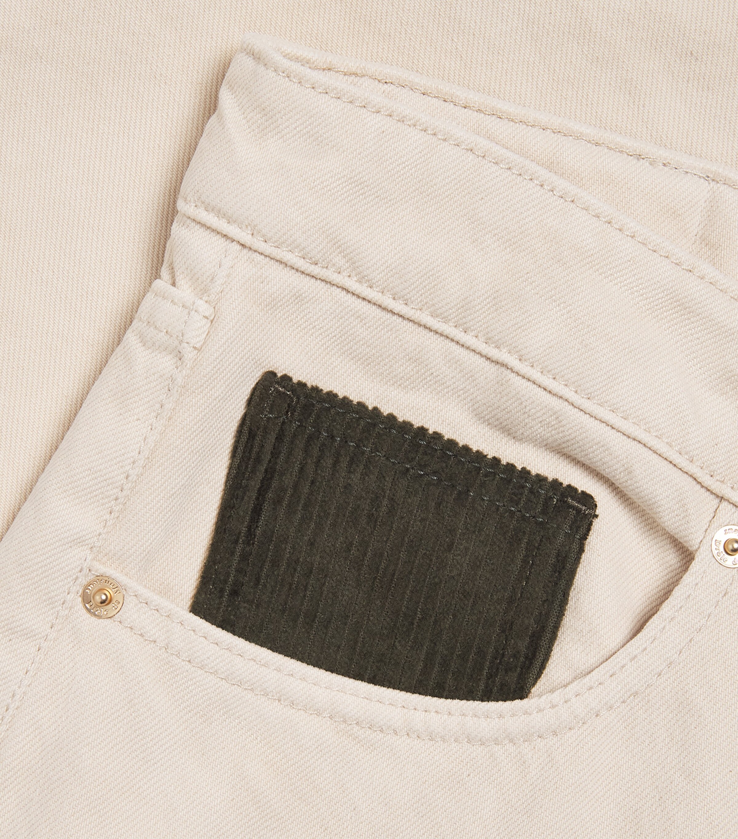 Drôle De Monsieur Mens Corduroy-Pocket Straight Jeans Sand Image 6