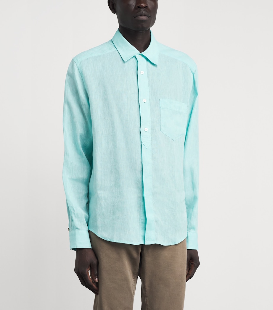 JACOB COHËN Mens Linen Long-Sleeve Shirt Turquoise Image 4