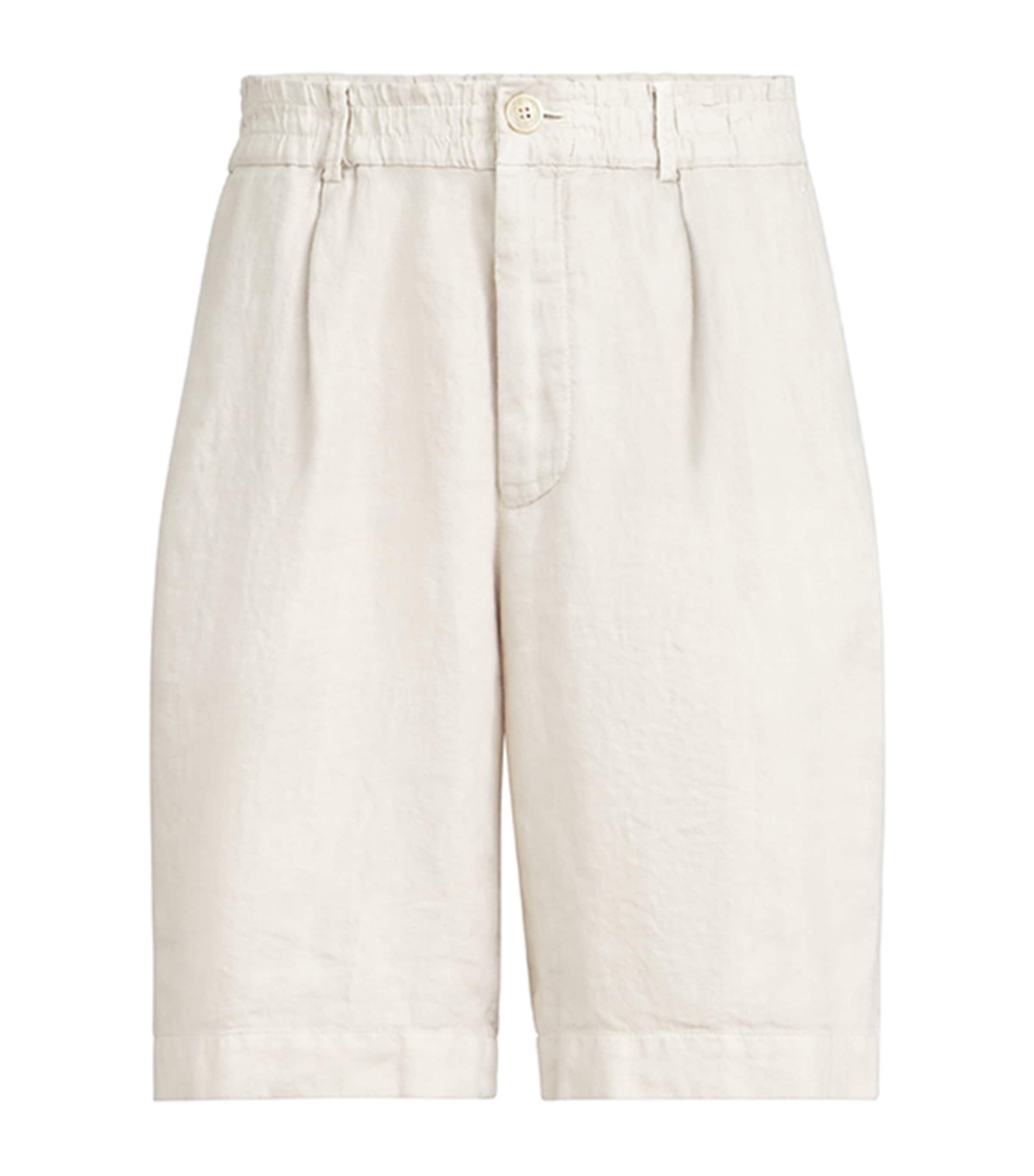 Brunello Cucinelli Mens Linen Garment-Dyed Bermuda Shorts Image 1