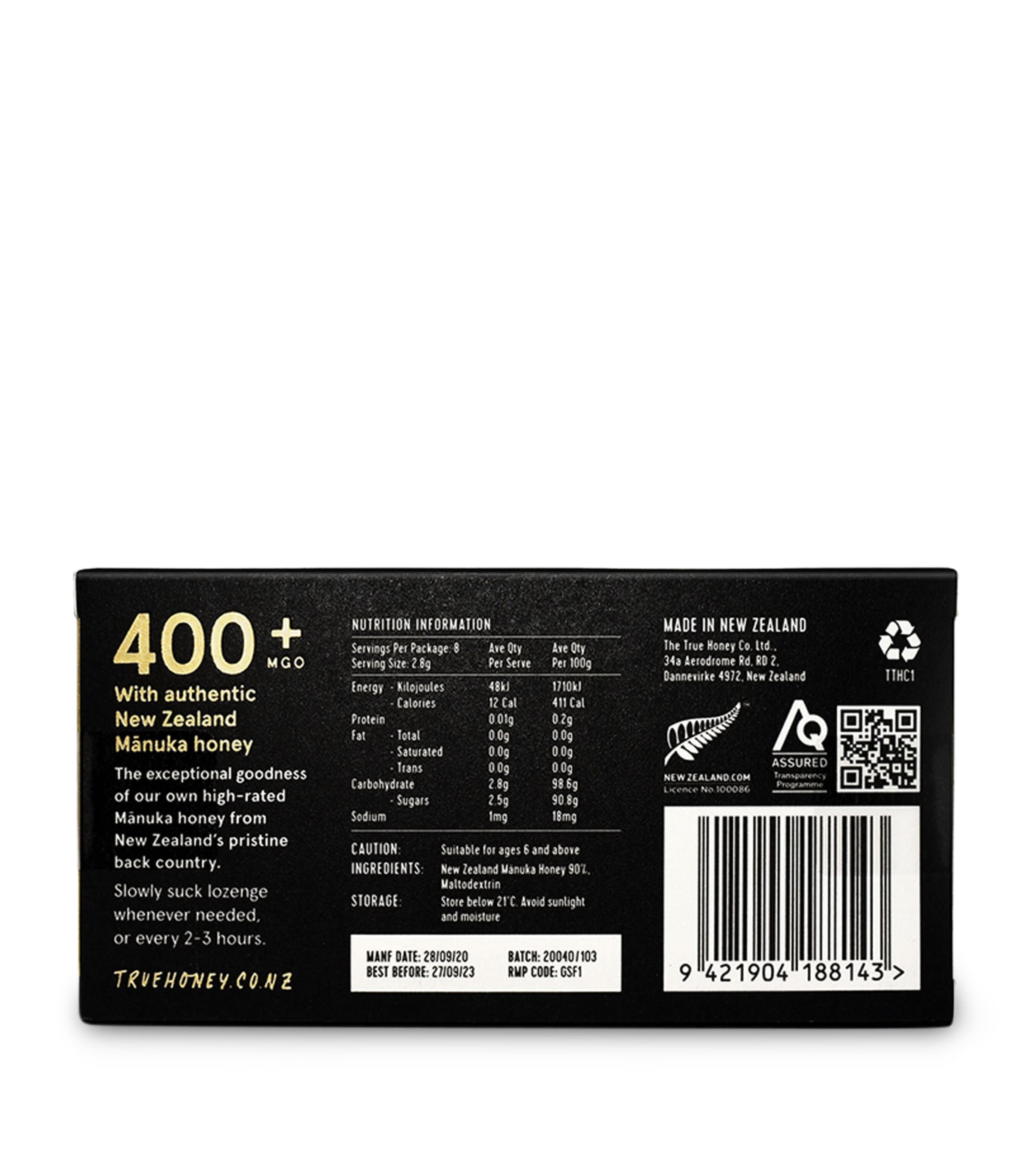 400+ MGO Manuka Honey Lozenges (8 x 2.8g) NO COLOUR Image 3