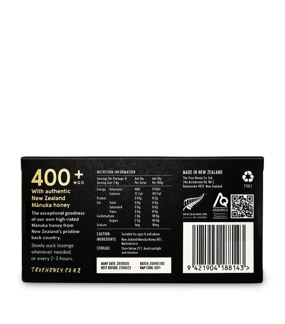 400+ MGO Manuka Honey Lozenges (8 x 2.8g) NO COLOUR Image 3