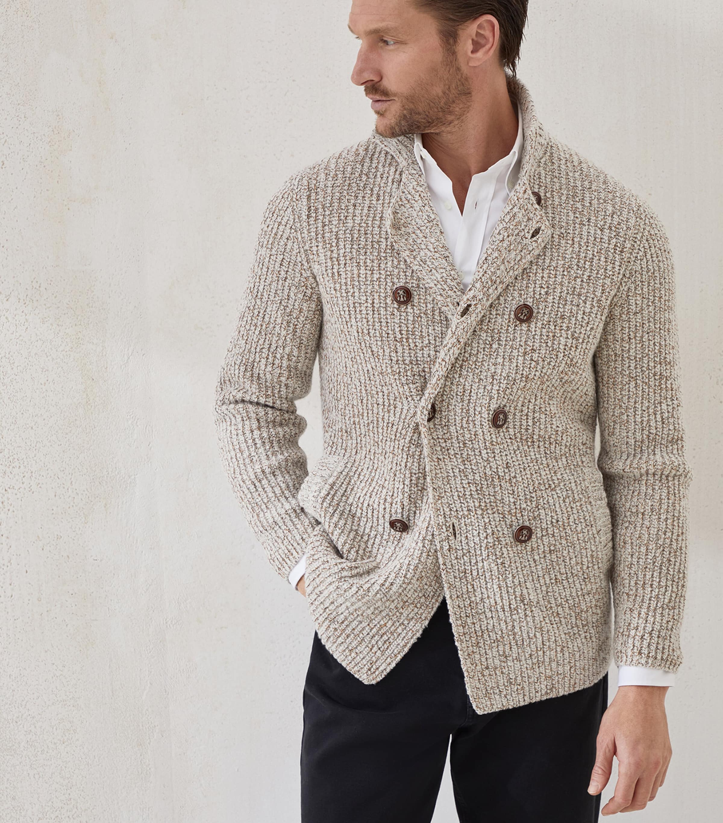 Wool-Silk English-Rib Cardigan CHL05 Image 2