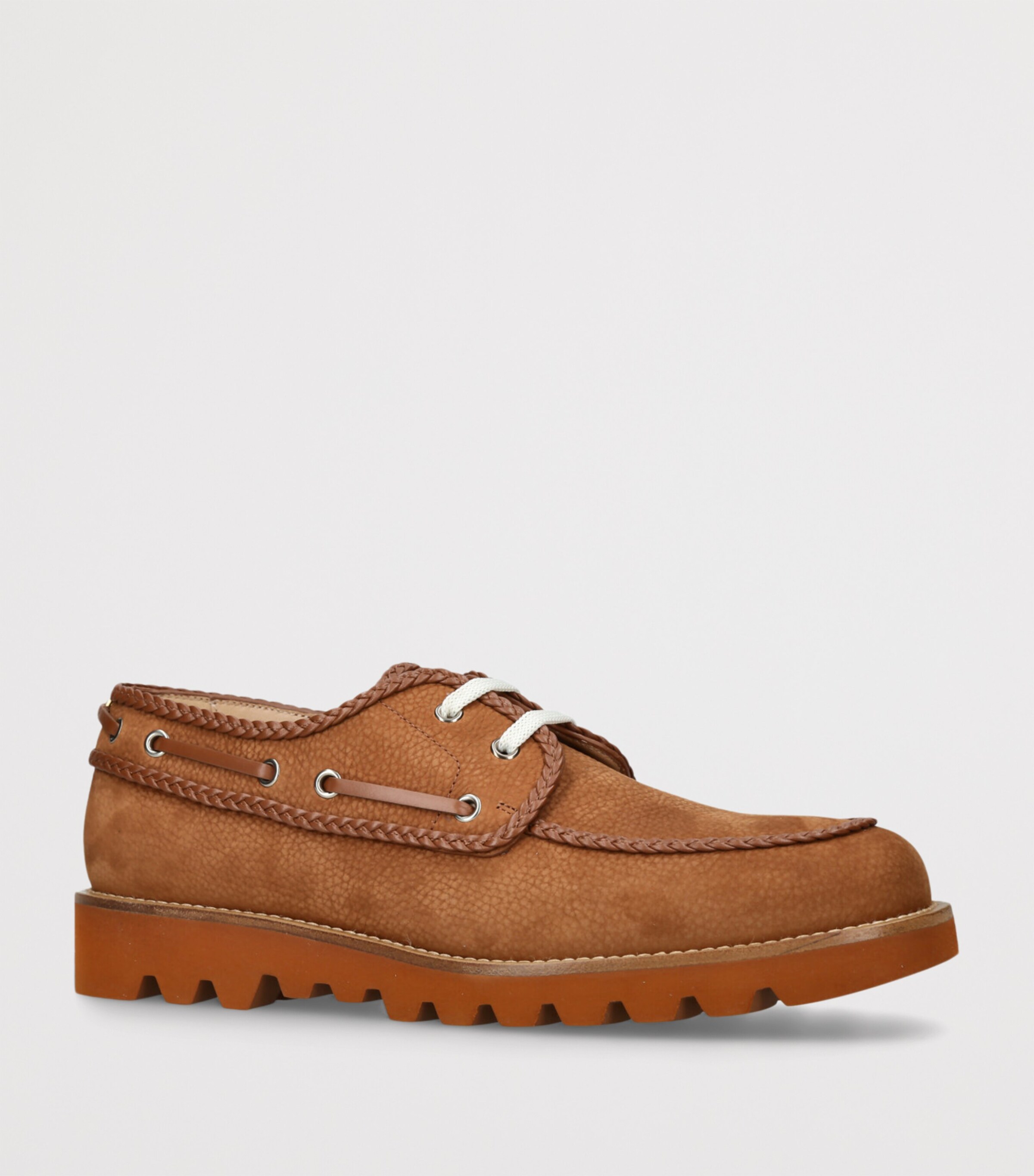 Valentino Garavani Mens Suede Palm Avenue Boat Shoes Tan Image 3