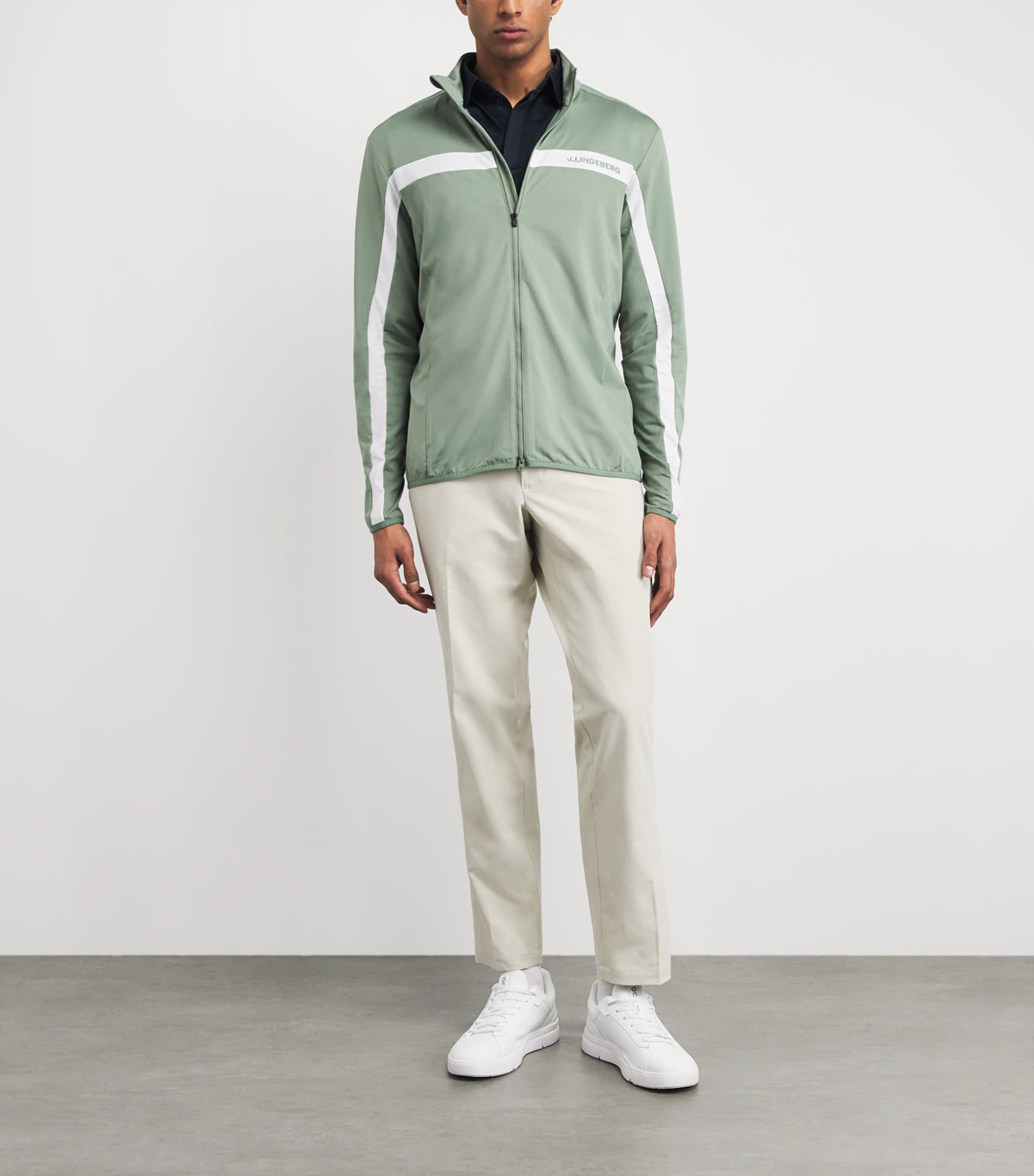 J Lindeberg Mens Jarvis Zip-Up Mid Layer Hedge Green Image 2