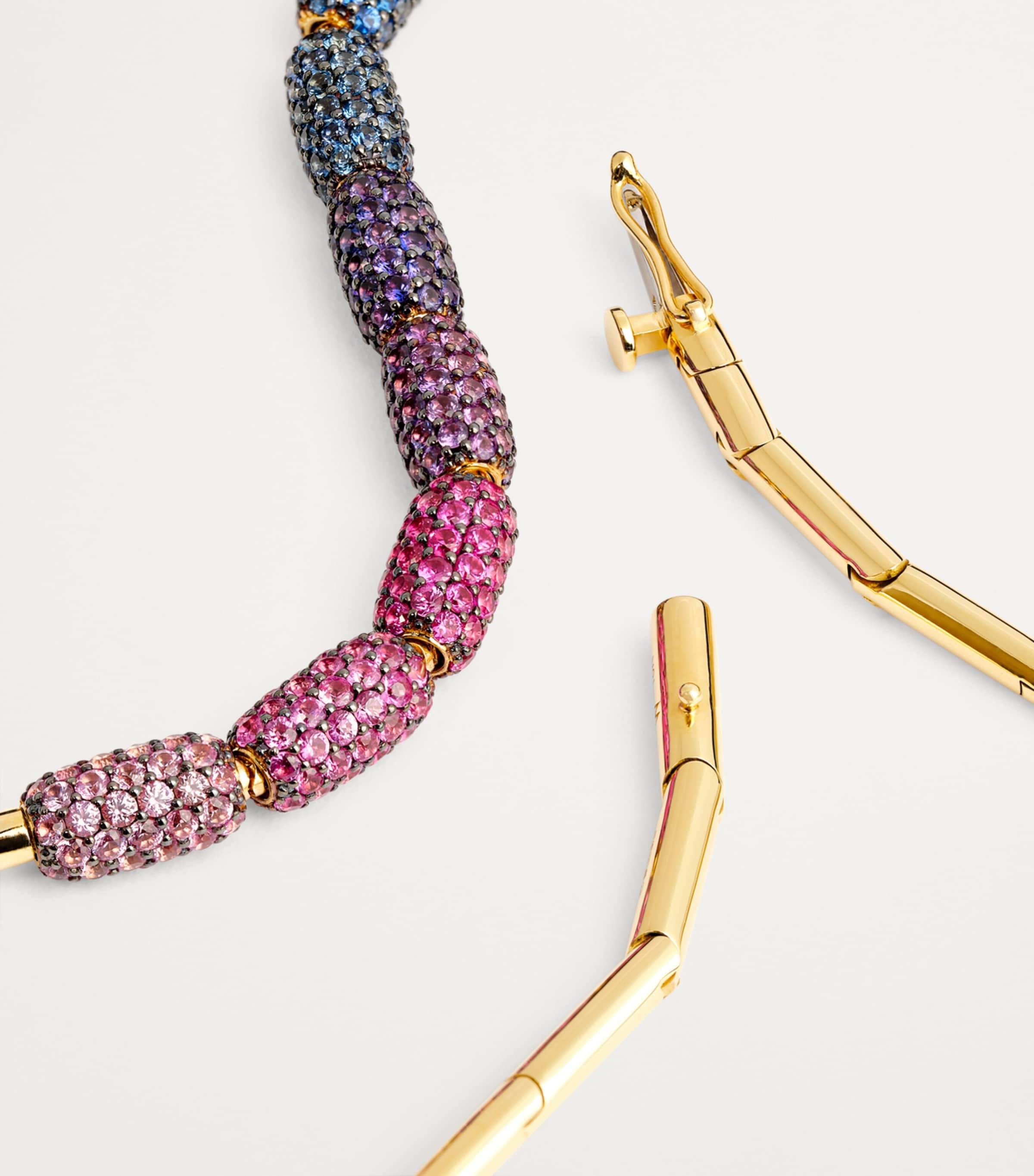 Yellow Gold and Sapphire Barrel Necklace YELLOW GOLD Image 5