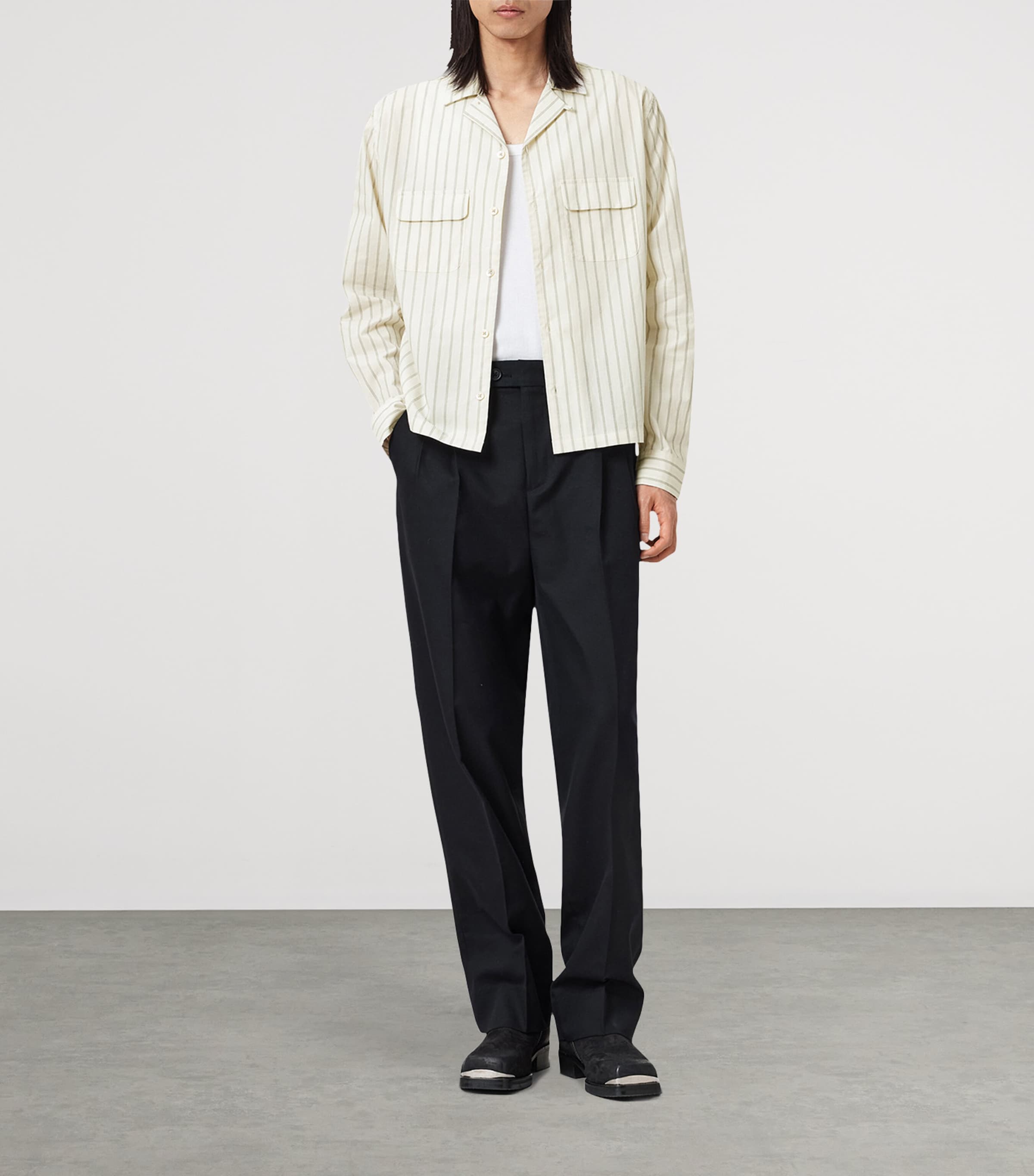 Organic Cotton Stripe Stanley Shirt SOAP WHITE Image 6