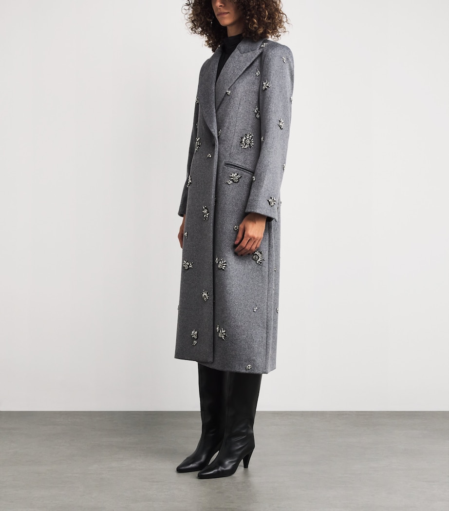 Wool-Blend Embellished Gianni Coat HEATHER GREY Image 3