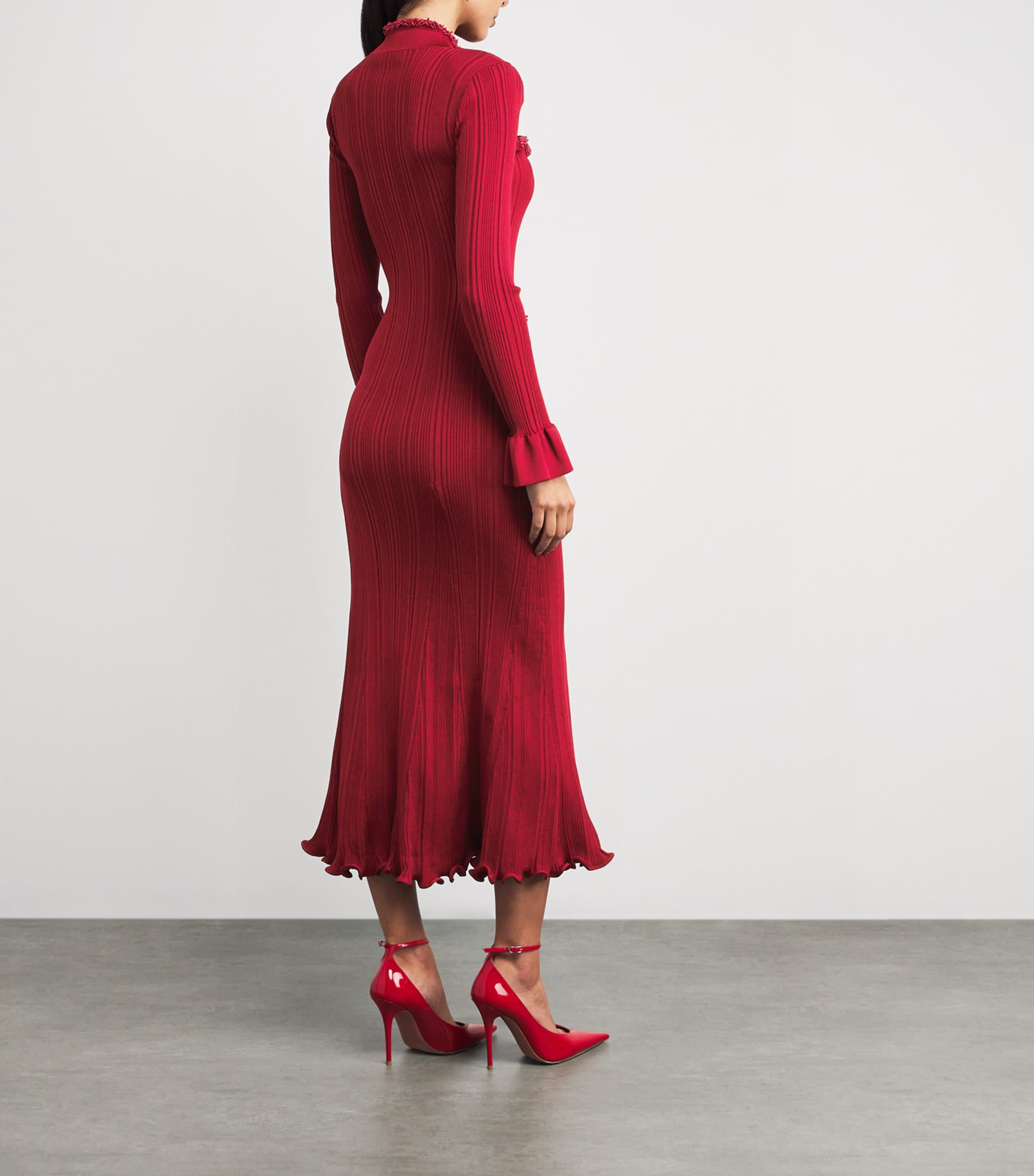 Self-Portrait Red Knitted Embellished Maxi Dress | Harrods US