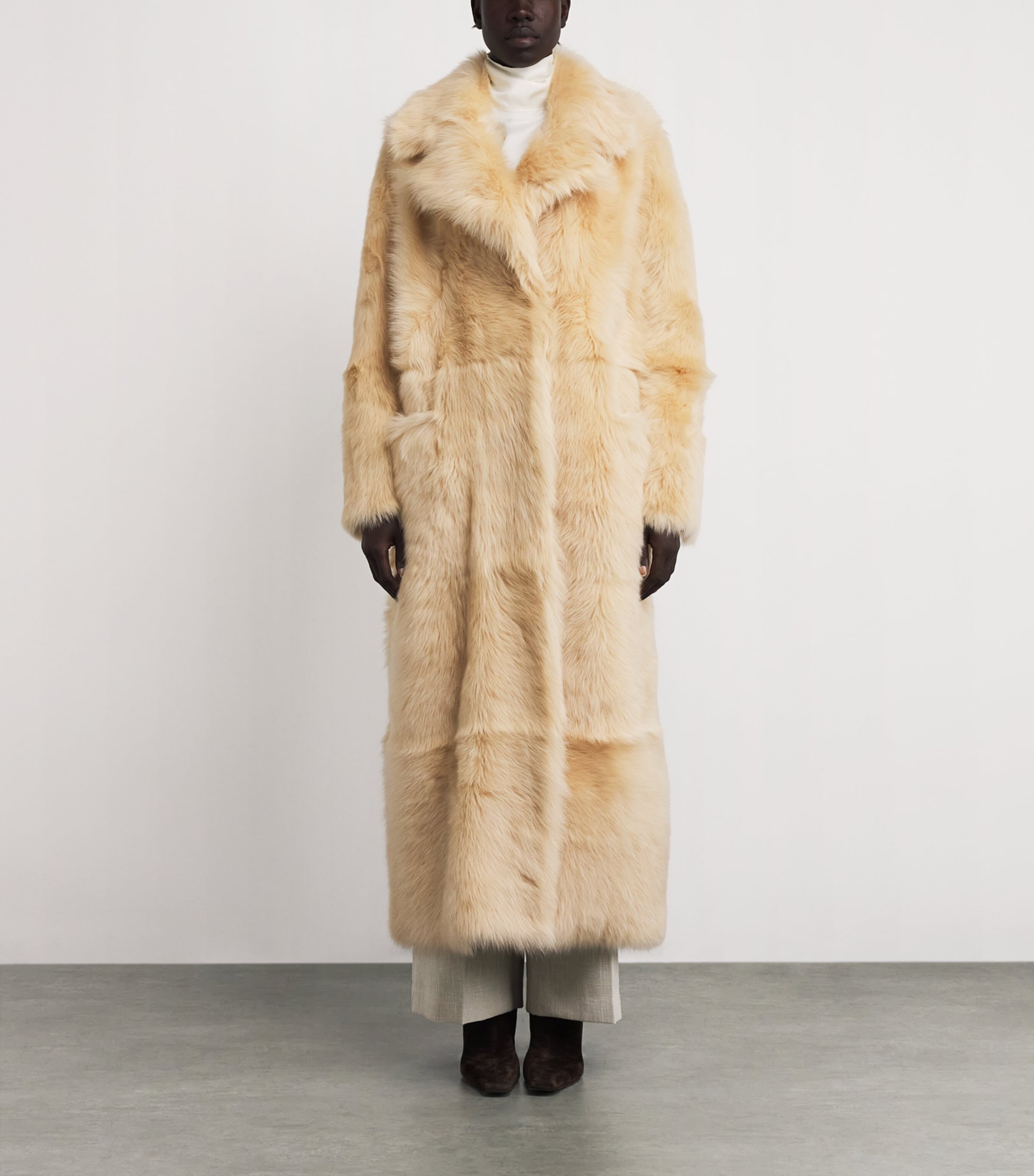 Shearling Evita Long Coat BUTTER Image 3