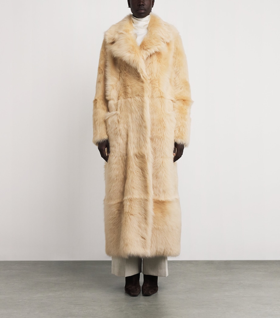 Shearling Evita Long Coat BUTTER Image 3