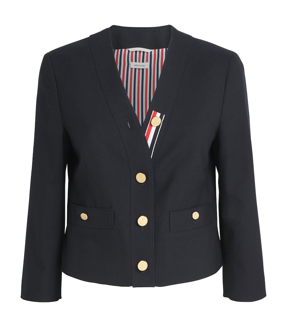 Thom Browne Womens Virgin Wool Jacket Navy Image 1