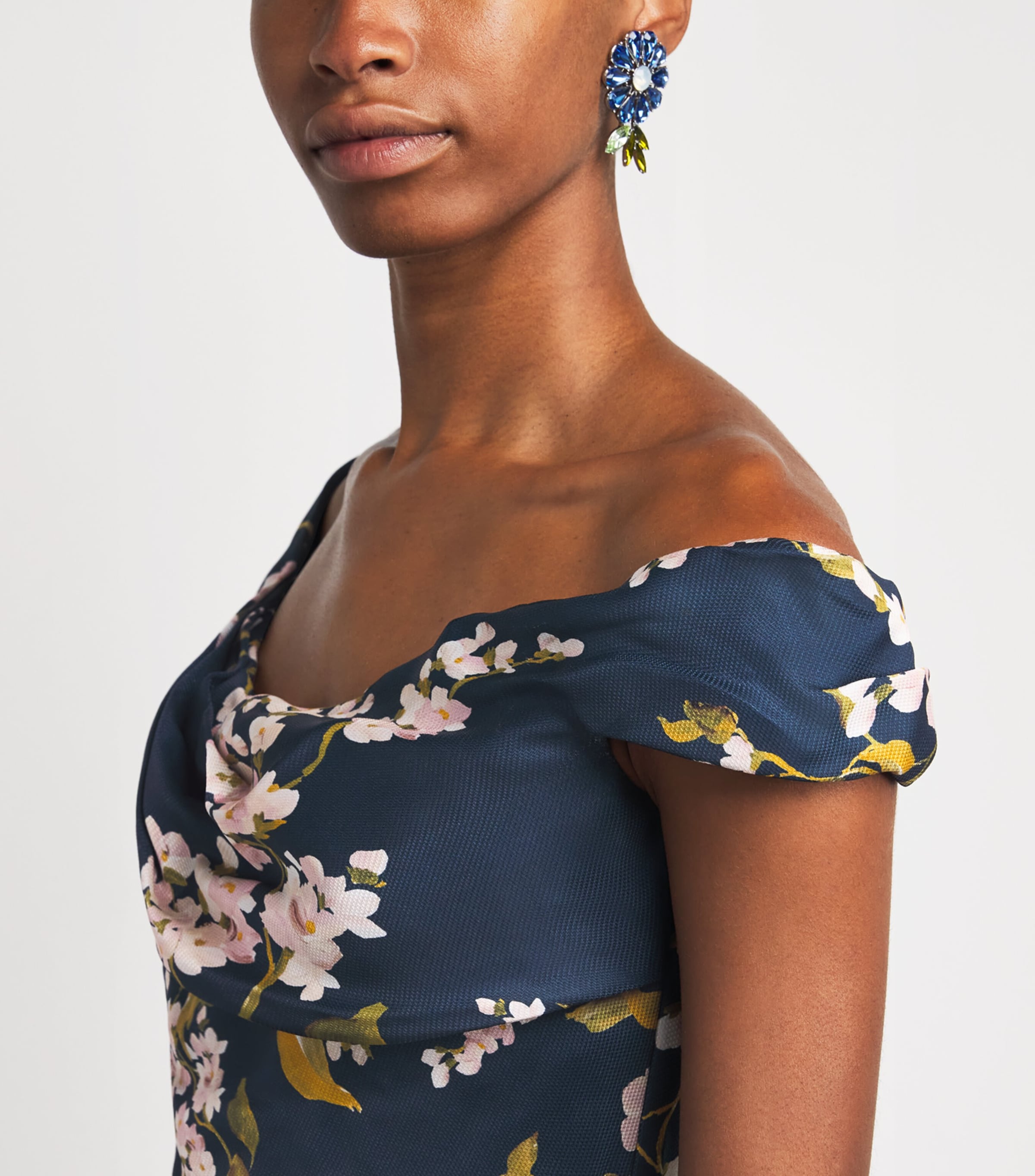 Gazar Floral Off-The-Shoulder Gown OCEAN MULTI Image 4