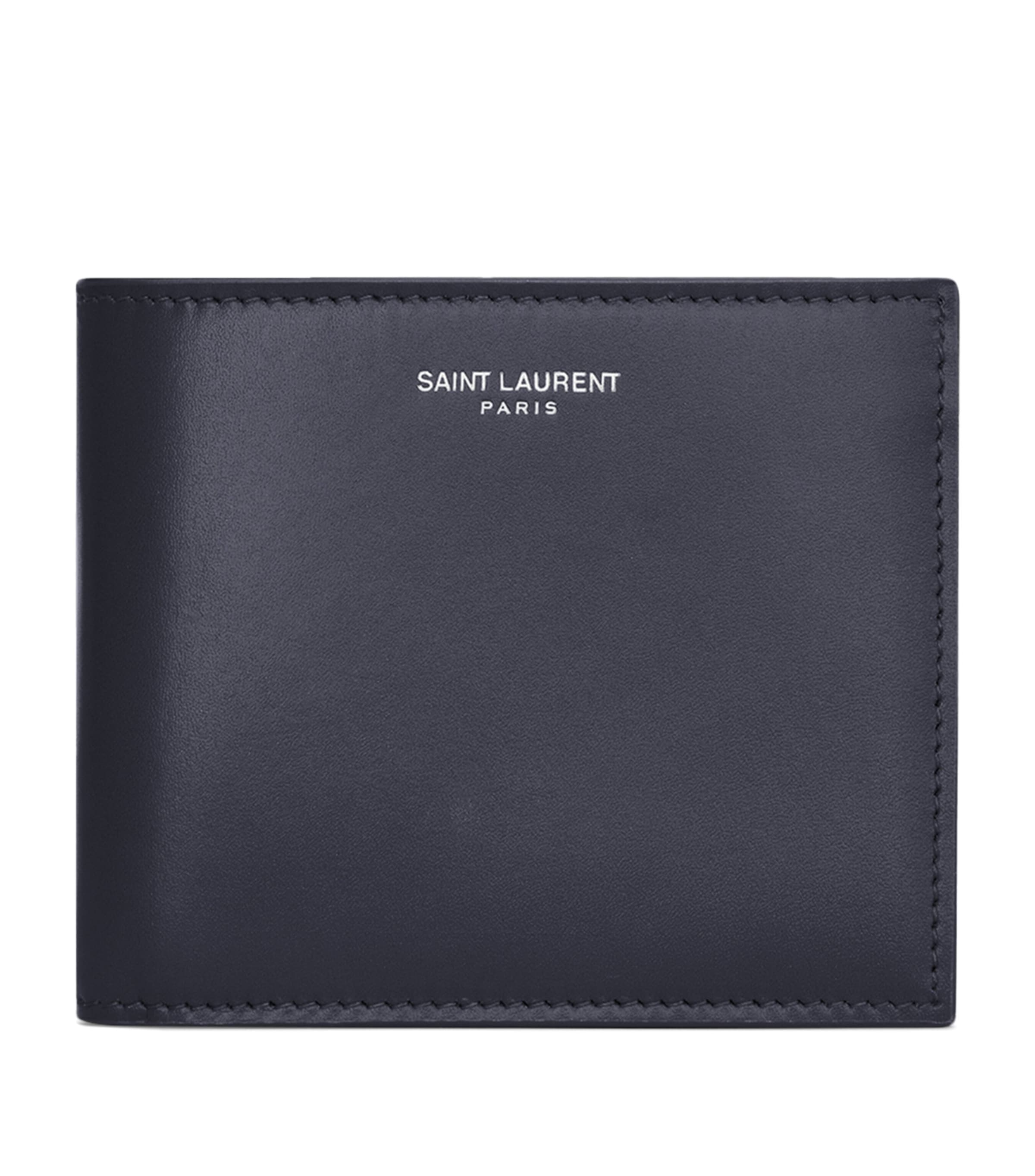 Saint Laurent Calfskin East/west Wallet In Blue