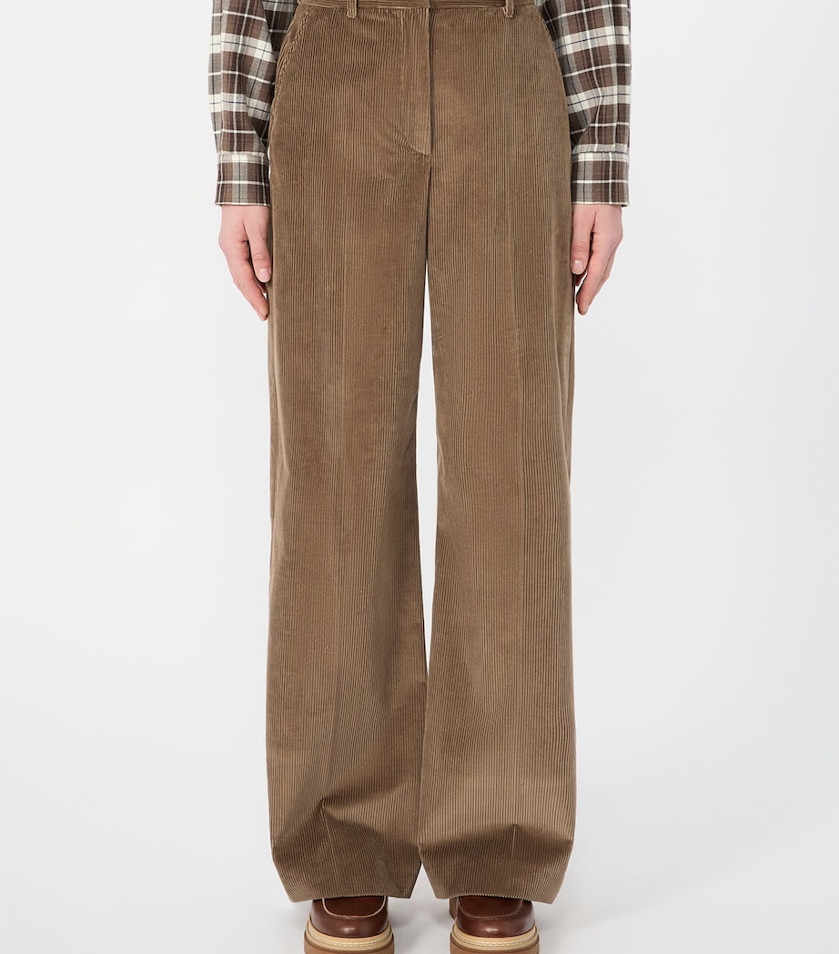 Weekend Max Mara Womens Corduroy Wide-Leg Trousers Light Brown Image 3