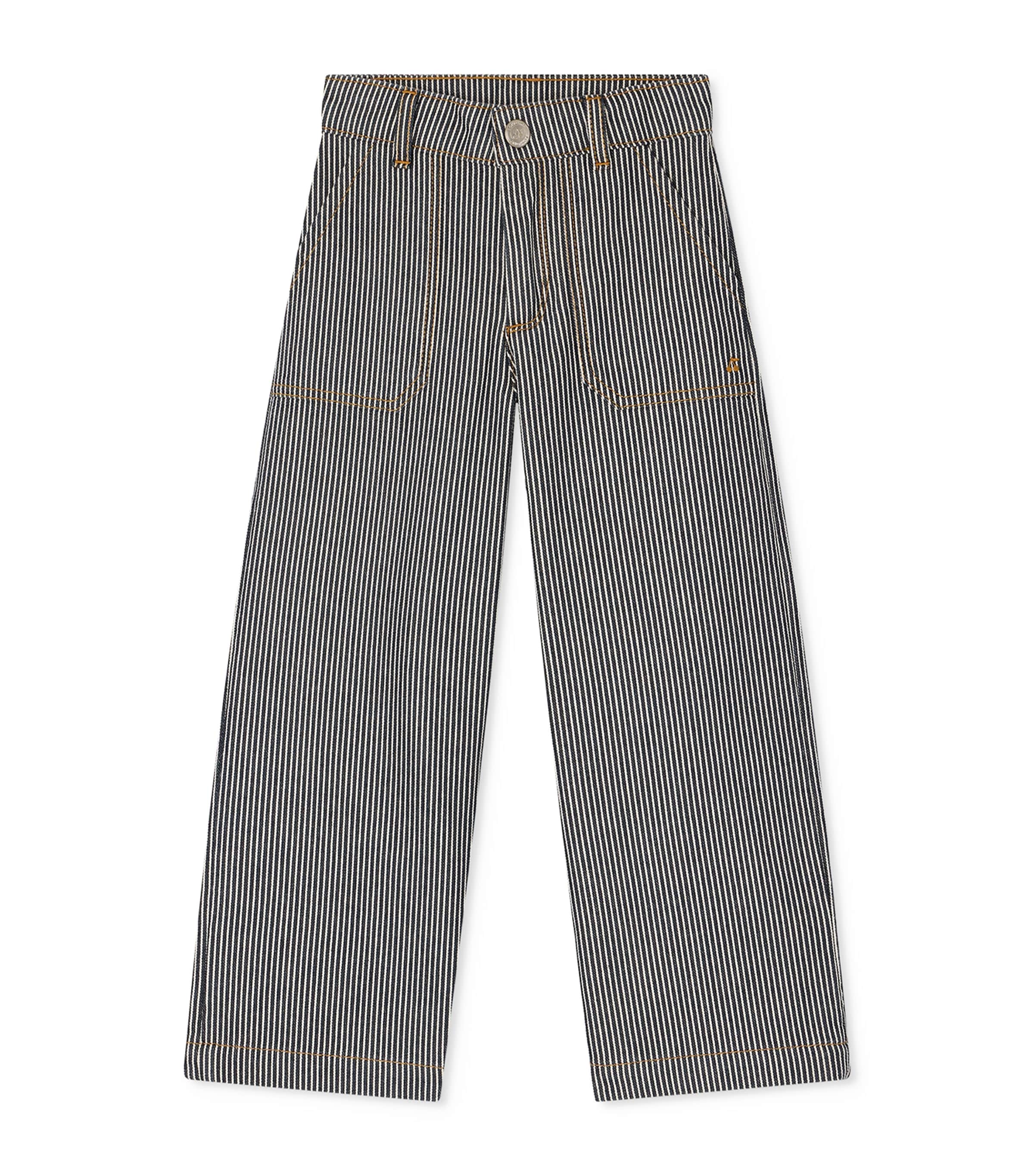 Bonpoint Cotton Stripe Jingle Jeans (10-14 Years) Ra Faux Noir Image 1