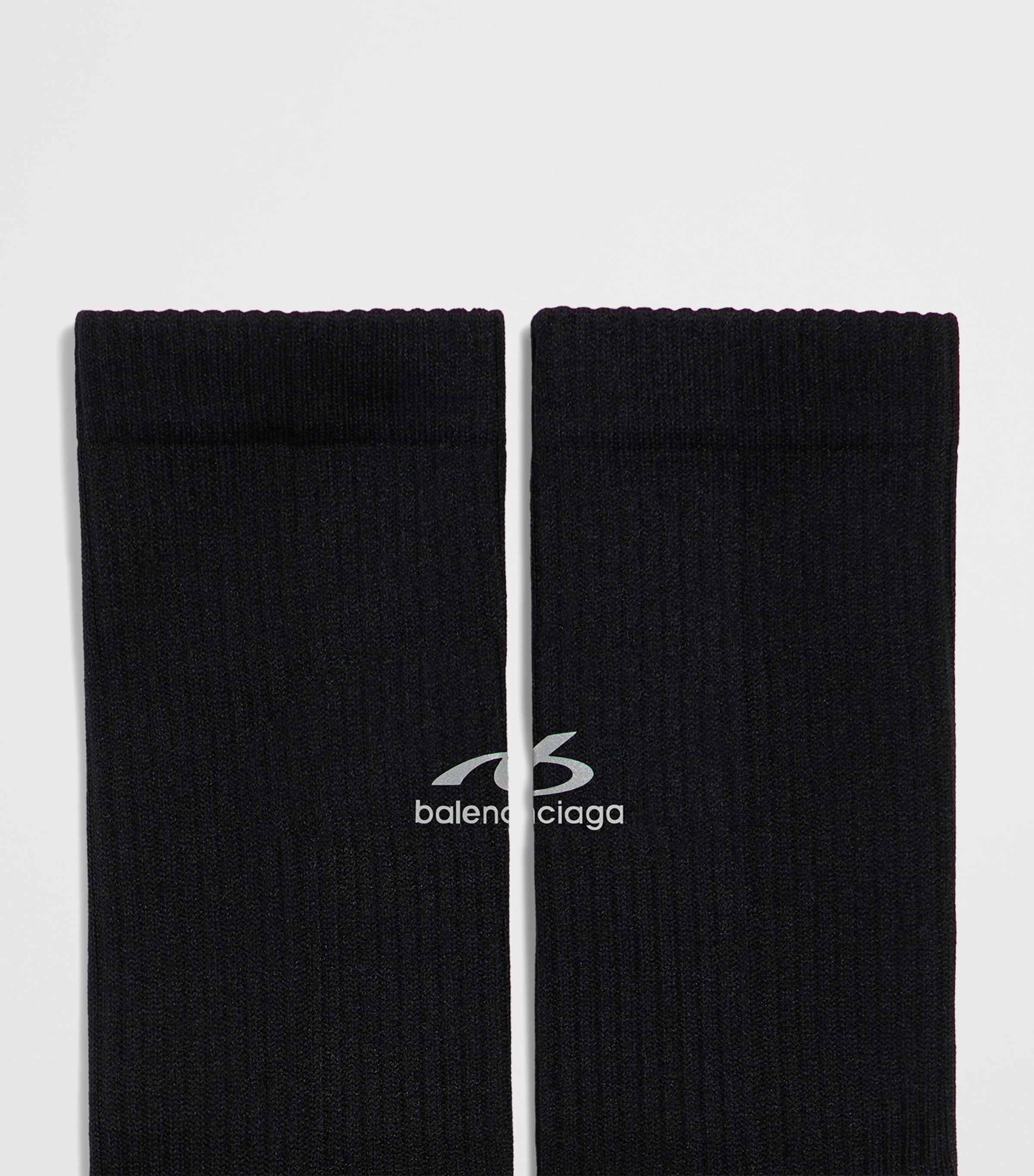Balenciaga Black Ribbed Logo Ankle Socks | Harrods US
