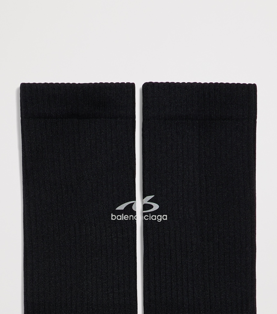 Balenciaga Womens Ribbed Logo Ankle Socks Image 3