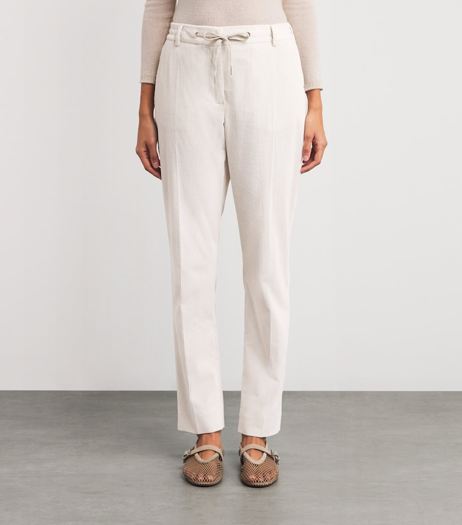 Corduroy Drawstring Straight Trousers AVORIO Image 3