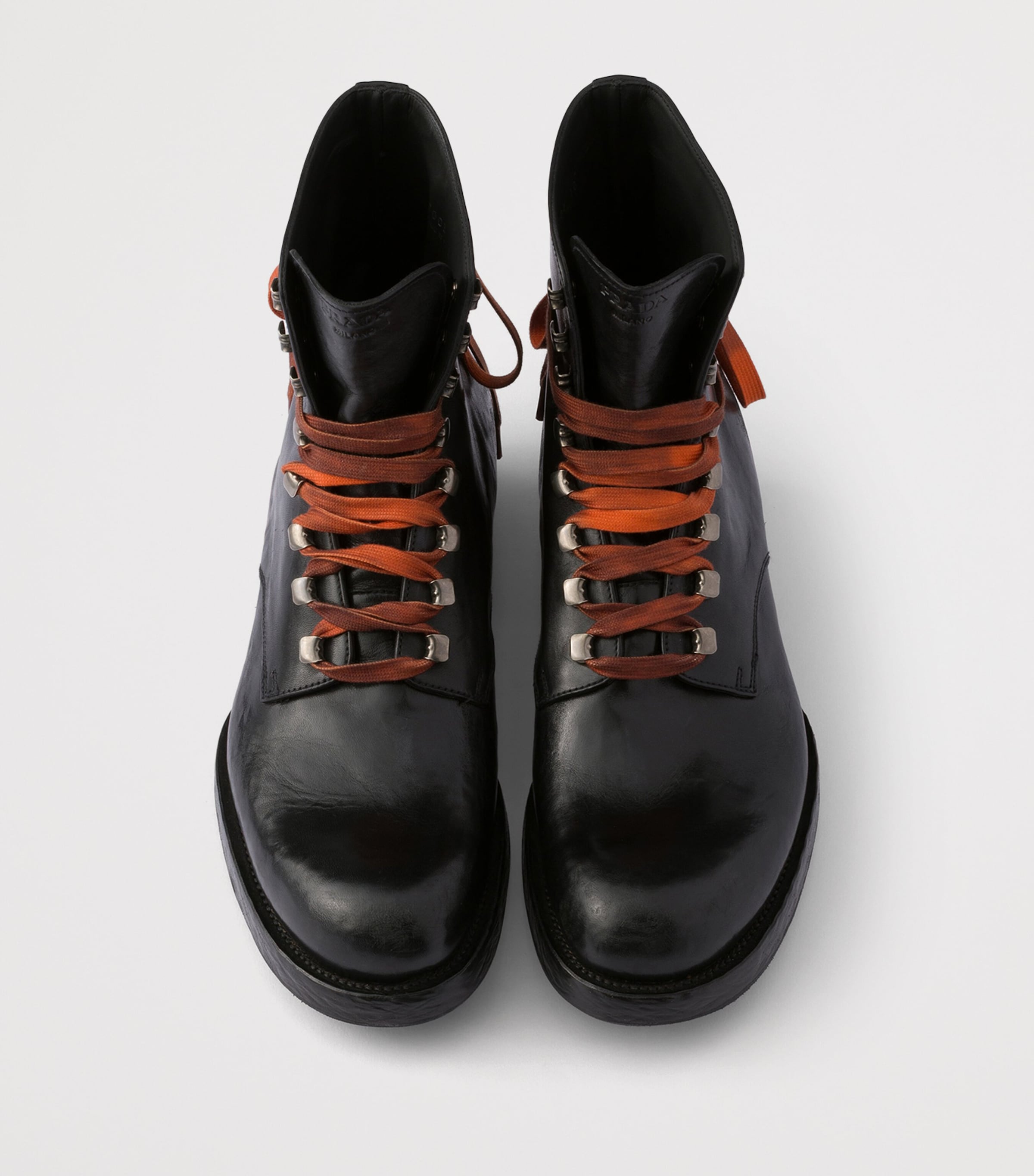 Prada Leather Lace-Up Ankle Boots Black Image 4