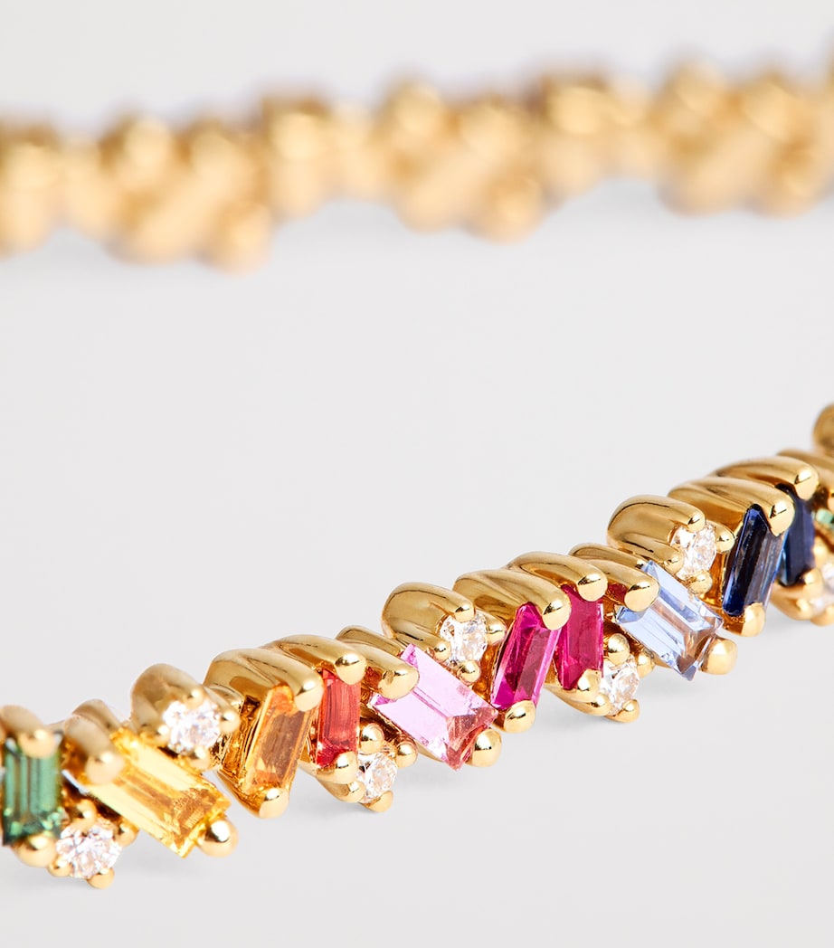 Yellow Gold and Rainbow Sapphire Frenzy Tennis Bracelet 18K YG/RS Image 4