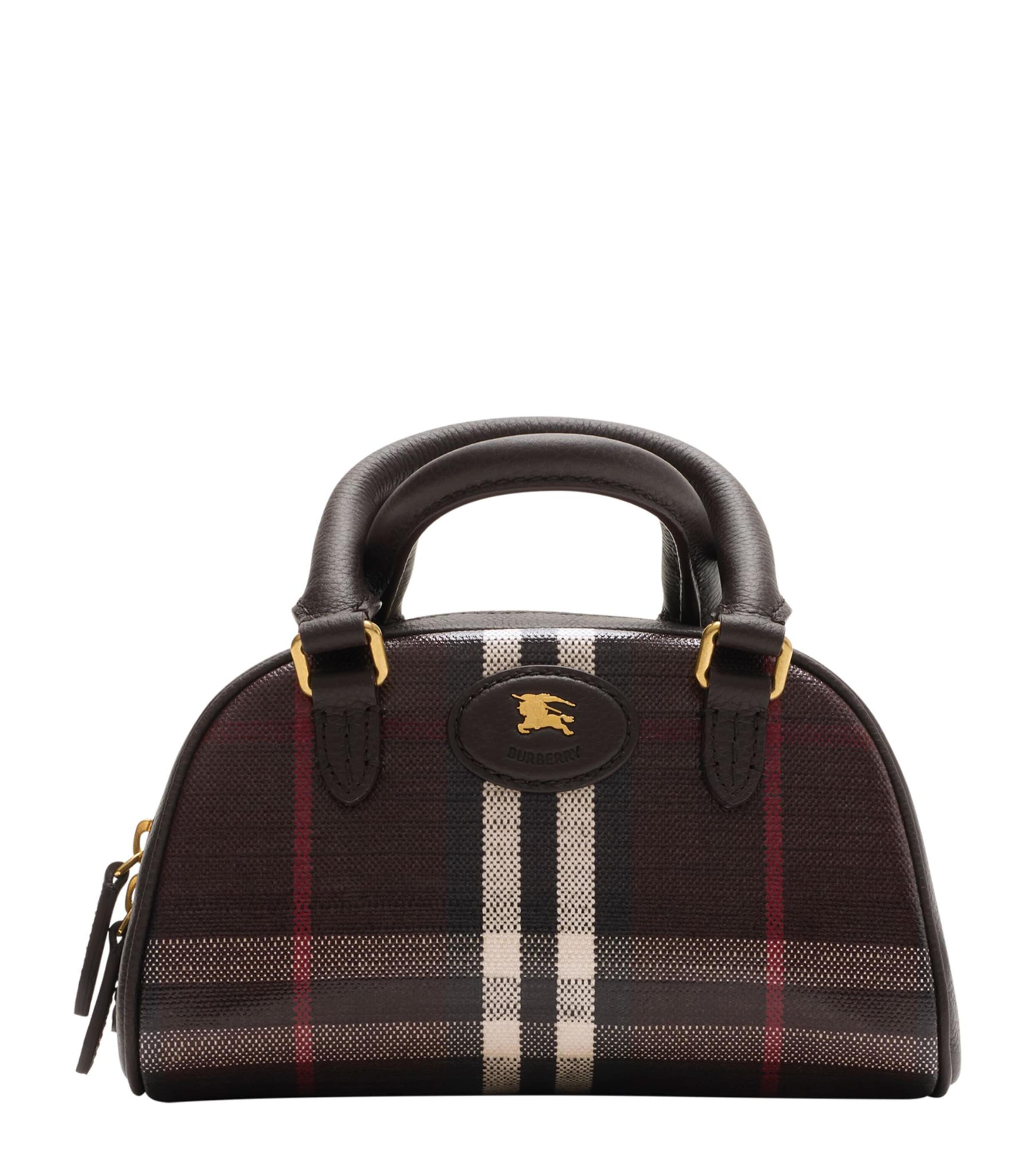 Burberry Mini Canvas Highlands Bowling Bag In Brown